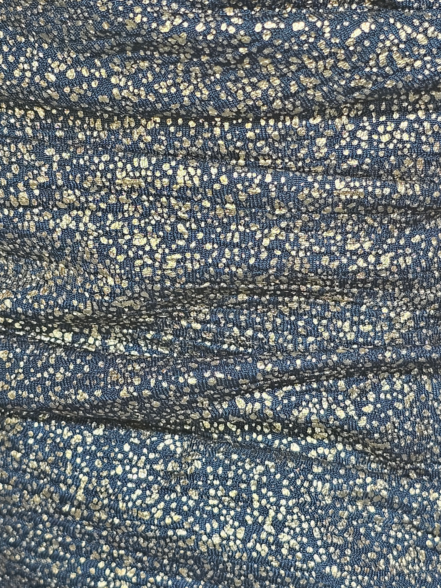 Blue & Gold Dot Print Cocktail Dress