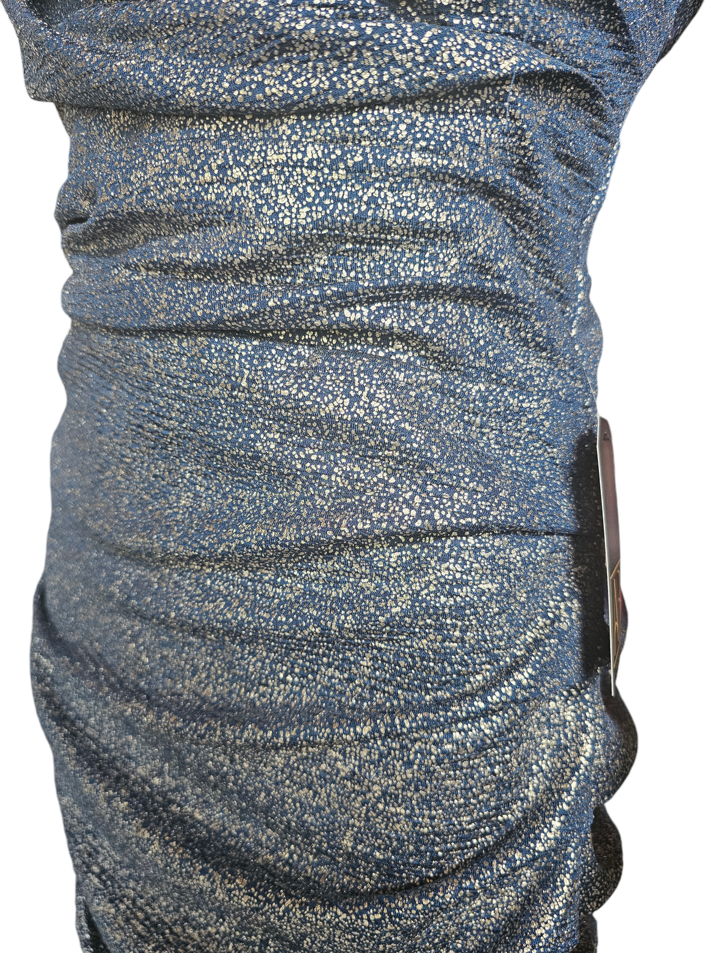 Blue & Gold Dot Print Cocktail Dress