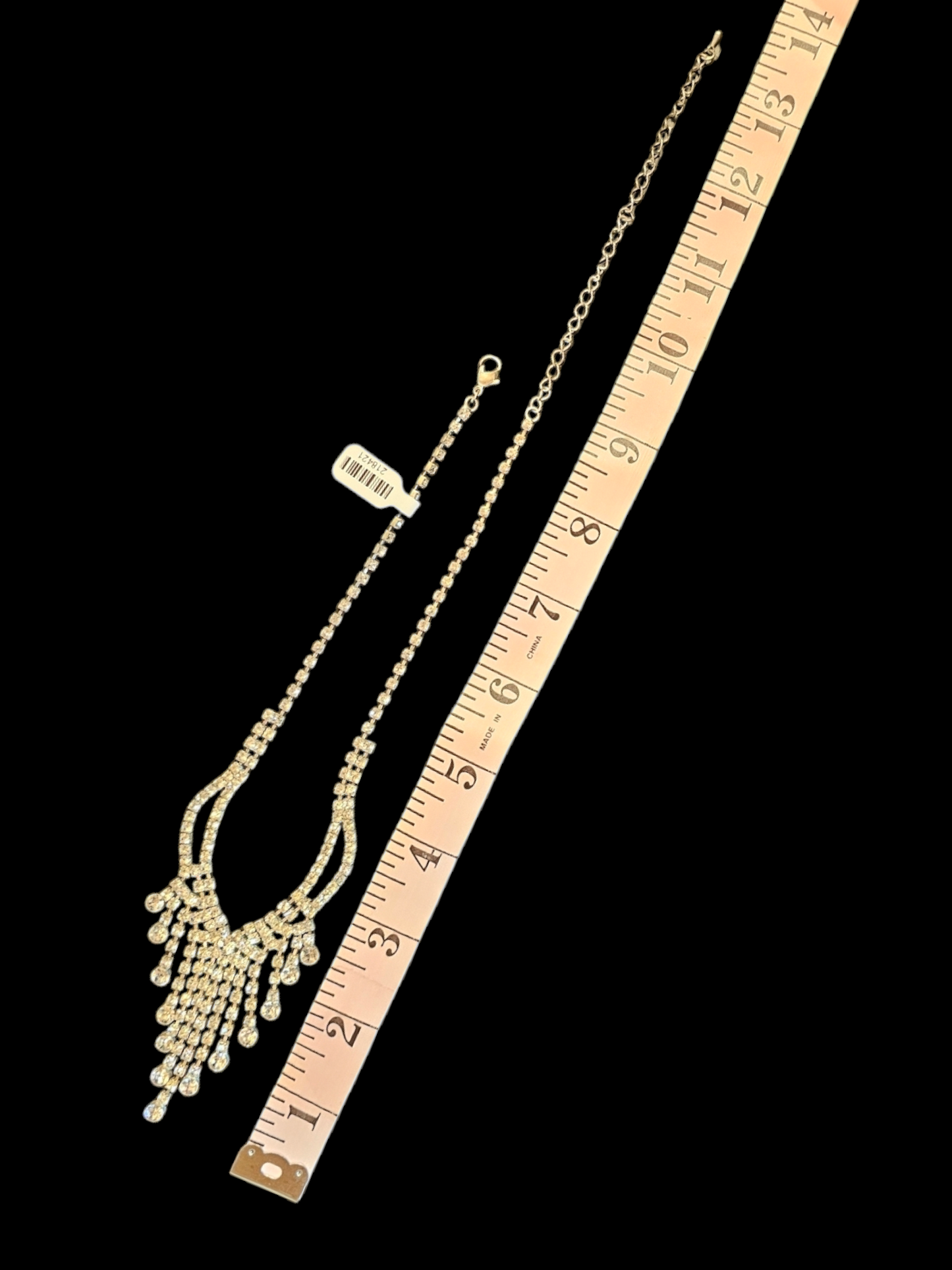 Rhinestone Dangle Curved Necklace