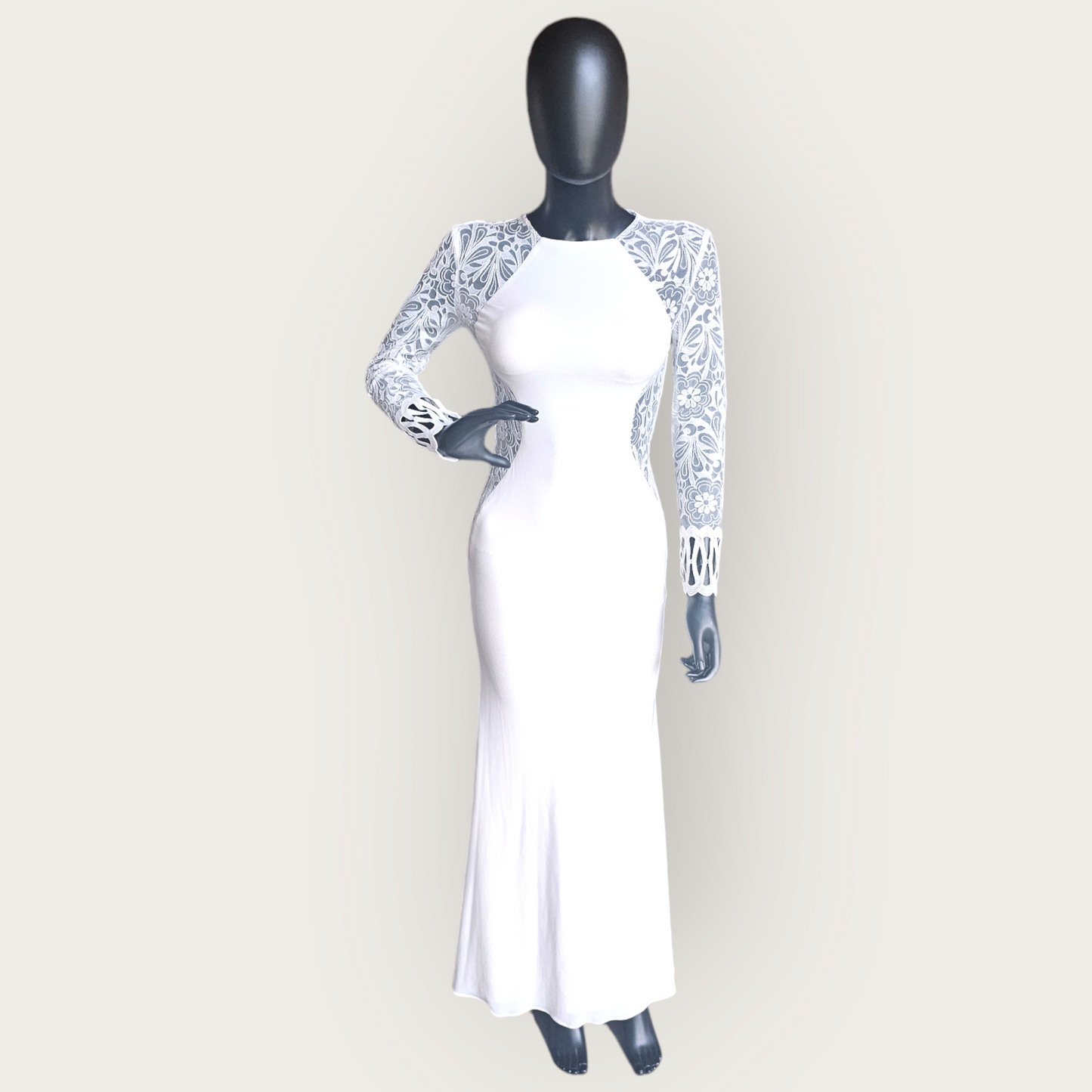 Lace Illusion Side Cutout Fitted Wedding Gown - Zoey Grey