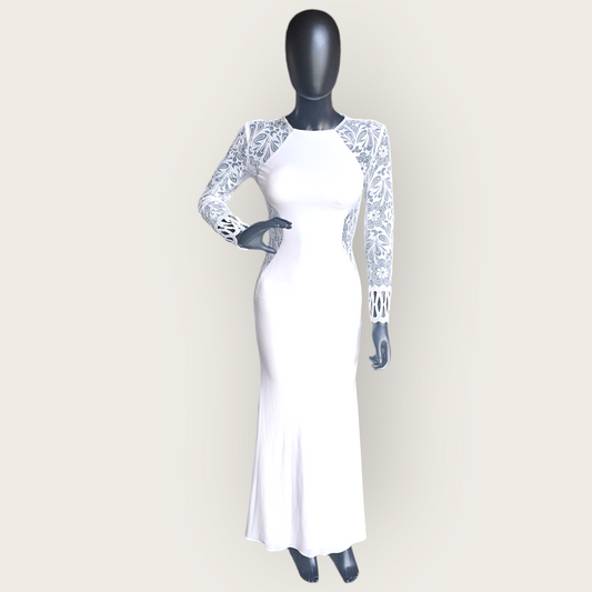 Lace Illusion Side Cutout Fitted Wedding Gown - Zoey Grey