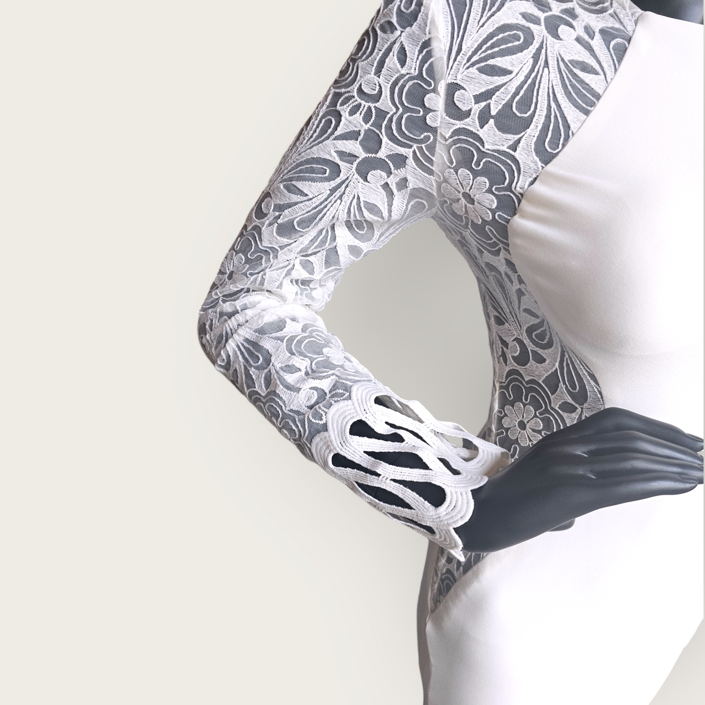 Lace Illusion Side Cutout Fitted Wedding Gown - Zoey Grey