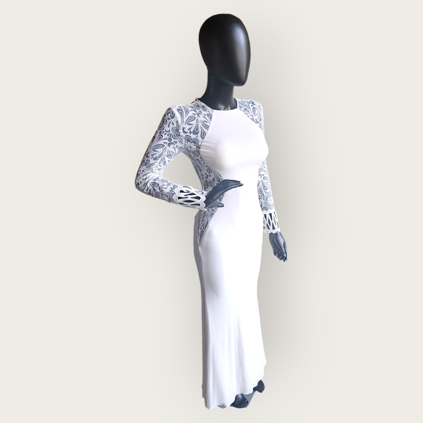 Lace Illusion Side Cutout Fitted Wedding Gown - Zoey Grey