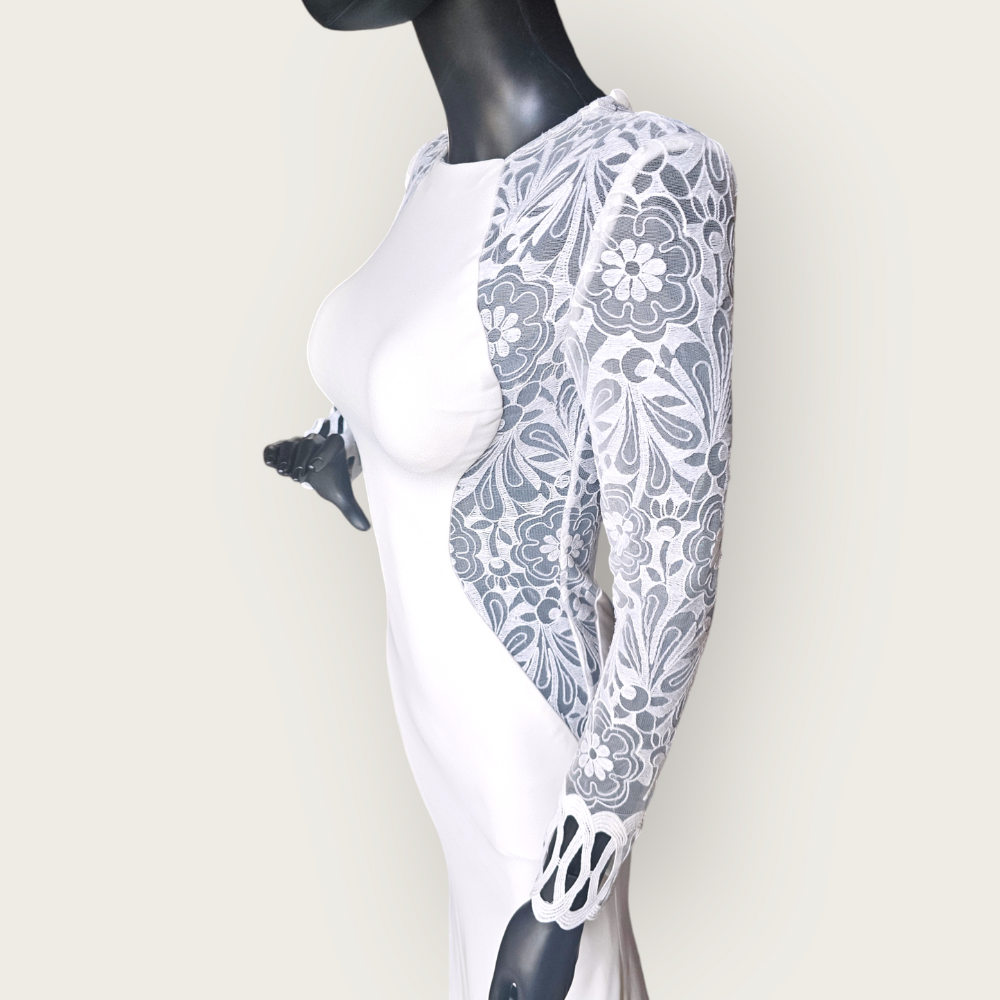 Lace Illusion Side Cutout Fitted Wedding Gown - Zoey Grey