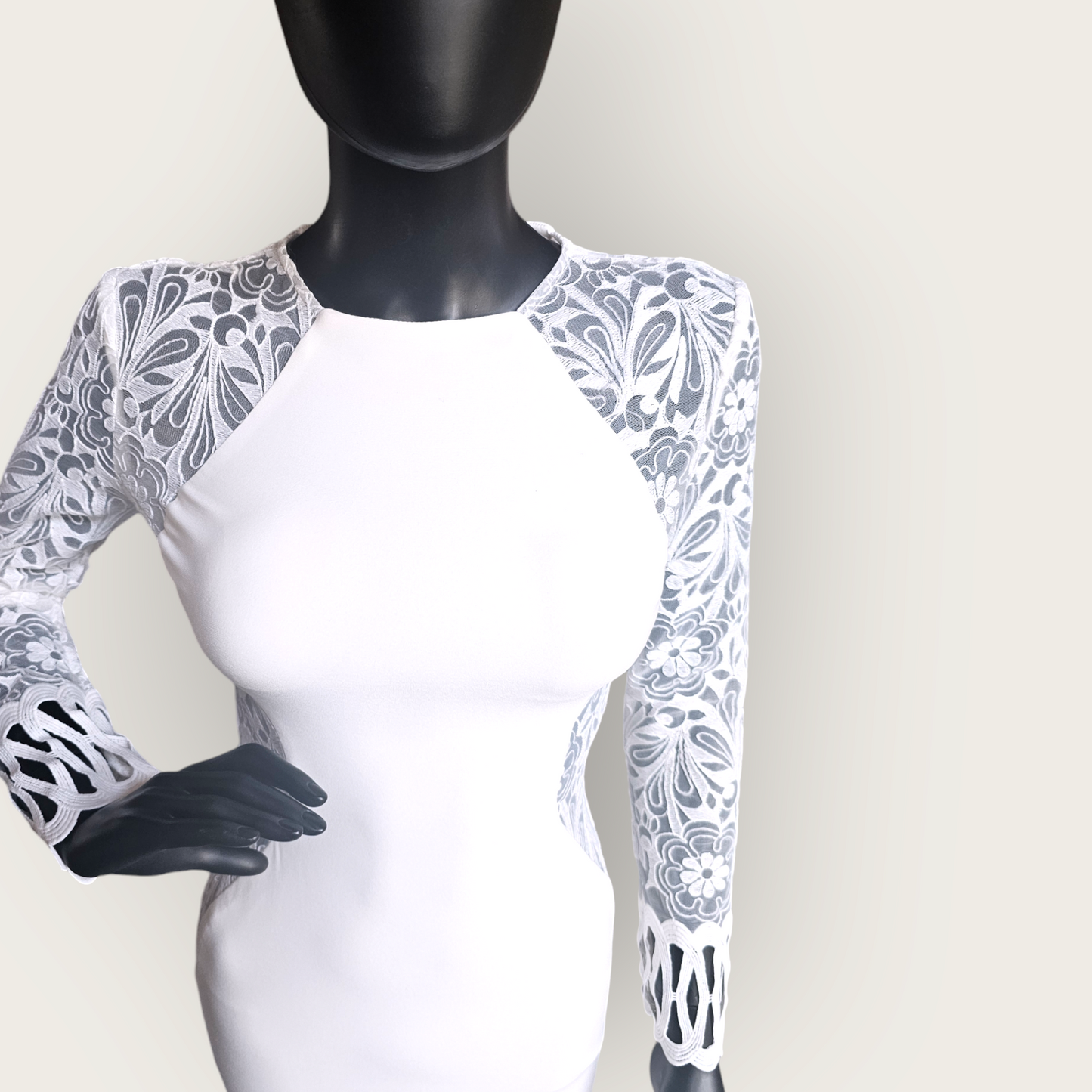 Lace Illusion Side Cutout Fitted Wedding Gown - Zoey Grey