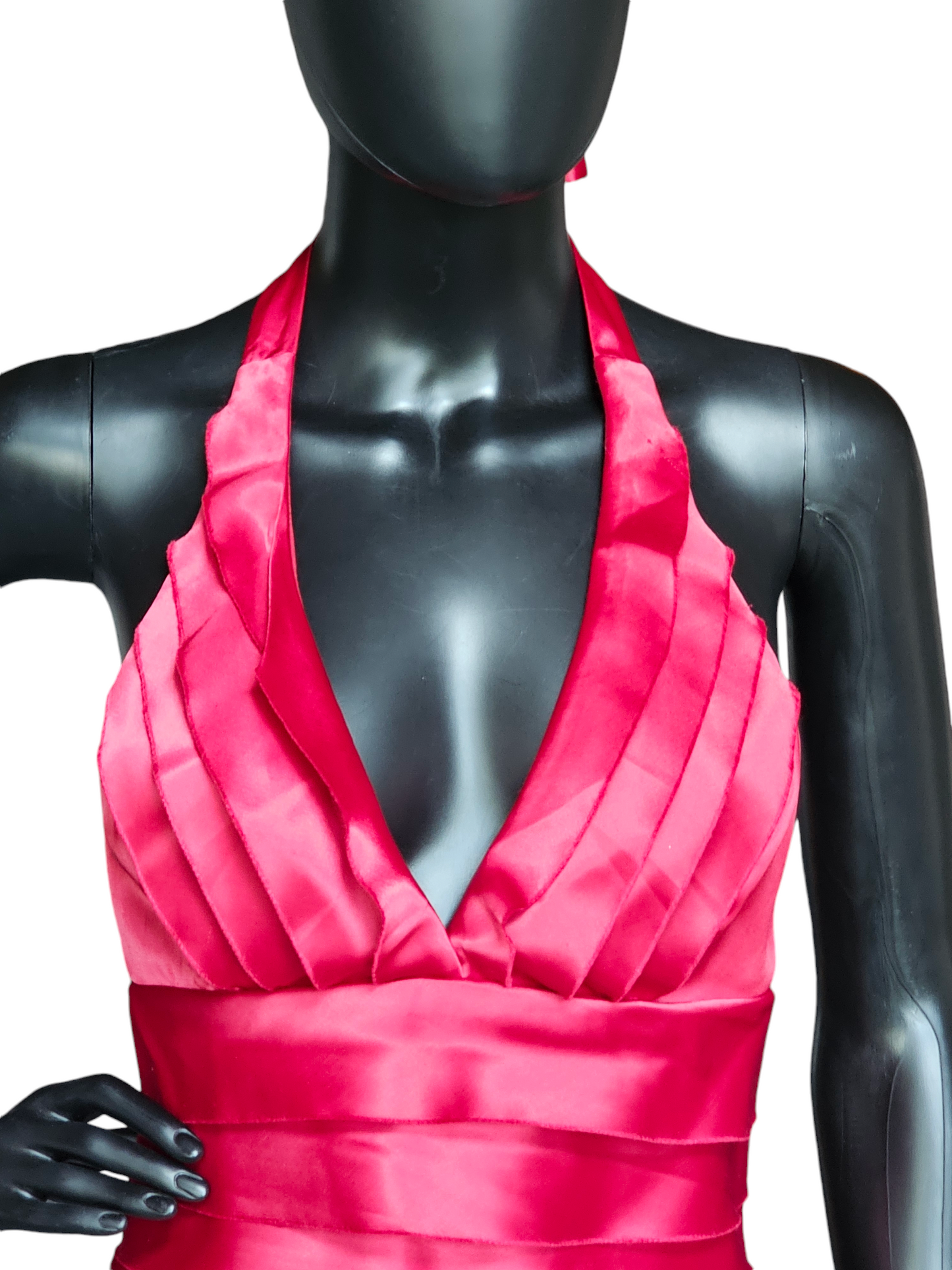 Red Satin Tiered Halter Cocktail Dress - Twenty One