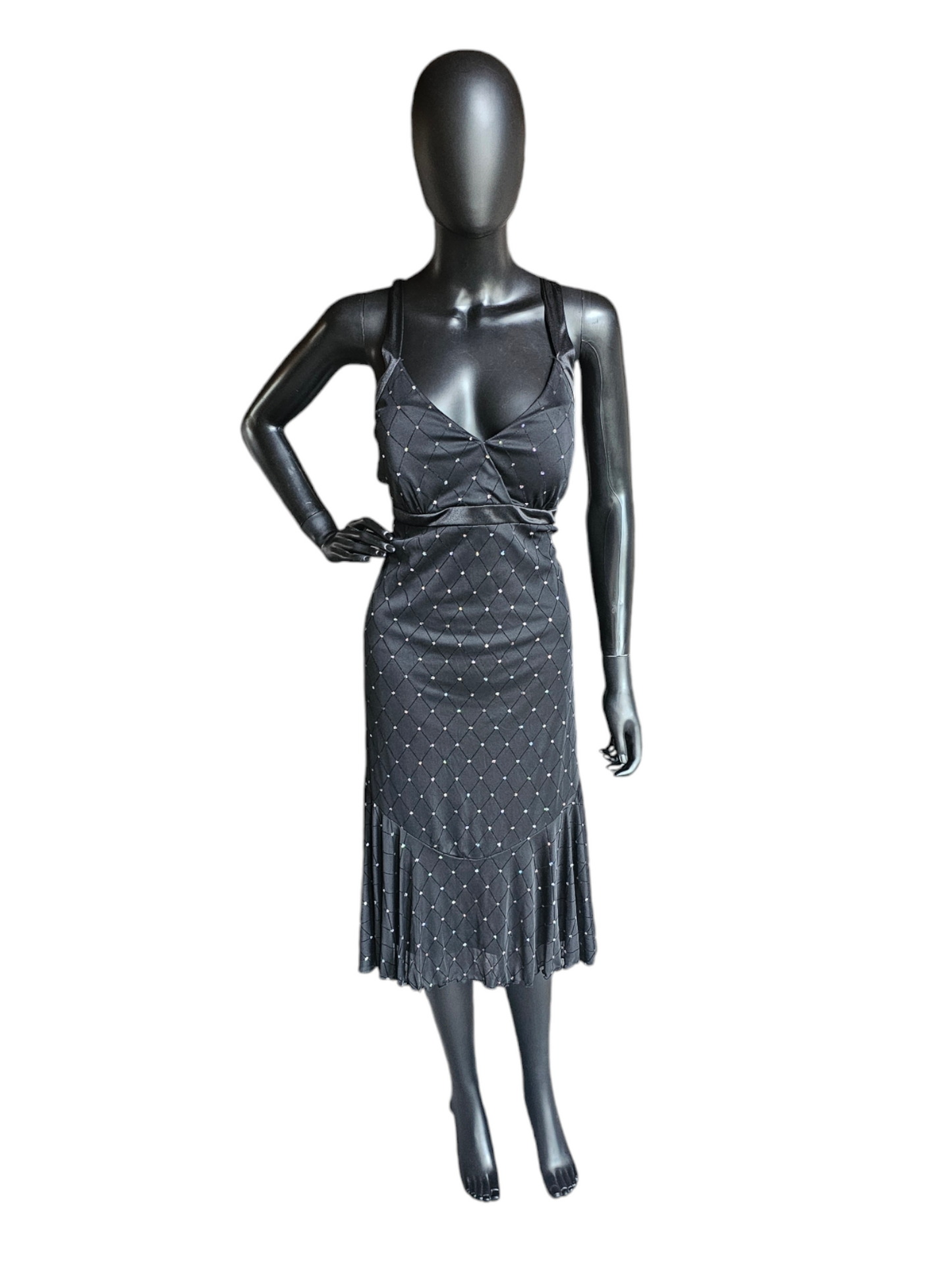 Black Halter Diamond Pattern Cocktail Dress / Party Dress - R&M Richards