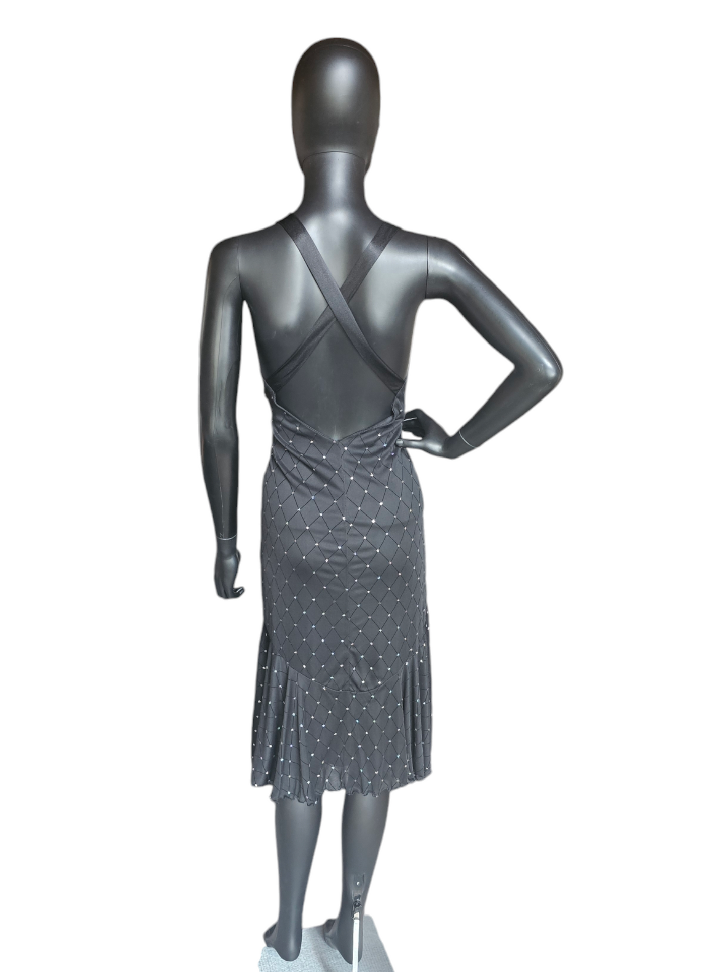 Black Halter Diamond Pattern Cocktail Dress / Party Dress - R&M Richards