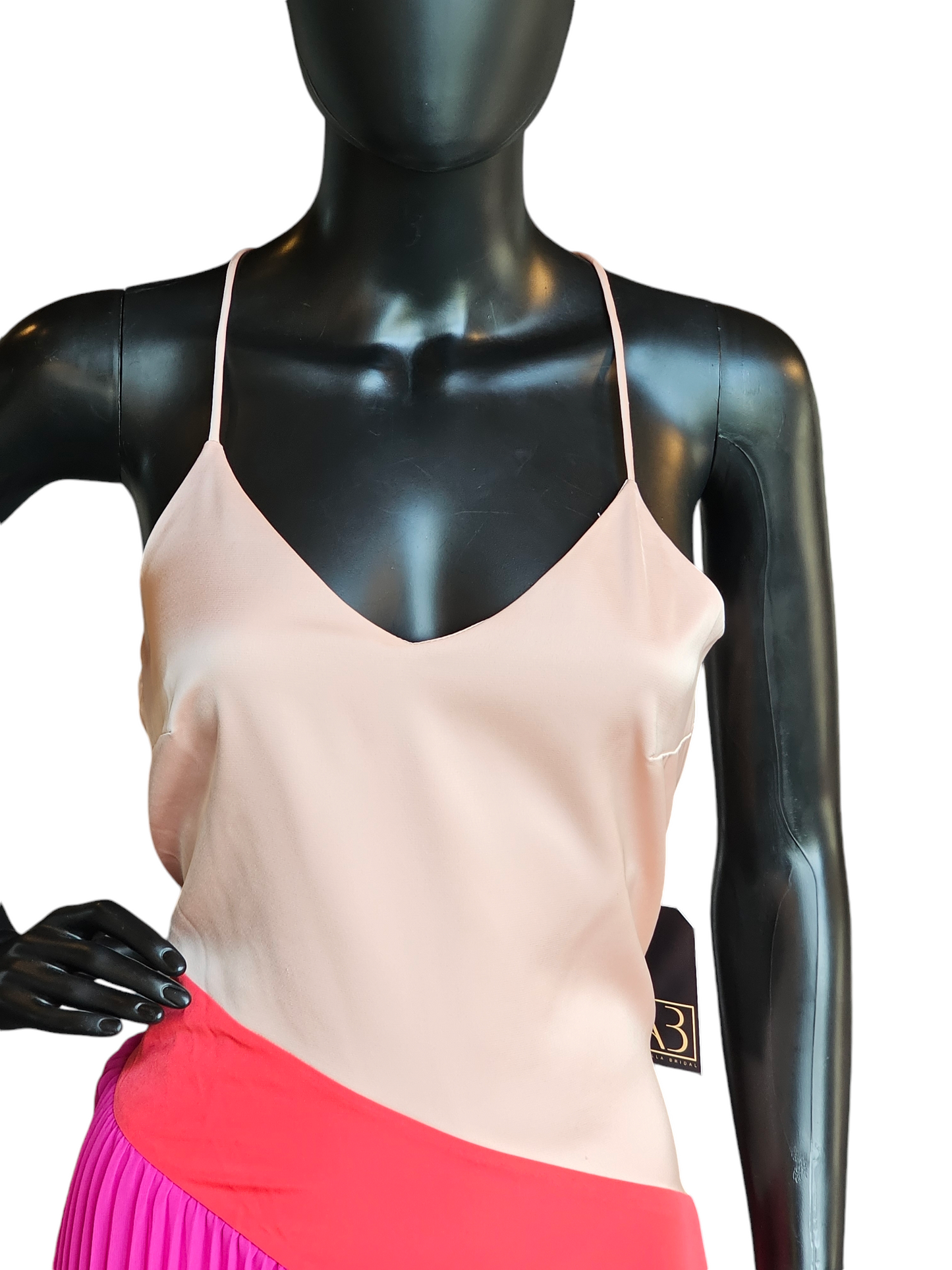 Pink Color Blocked Satin Dress - Cushnie - NWT