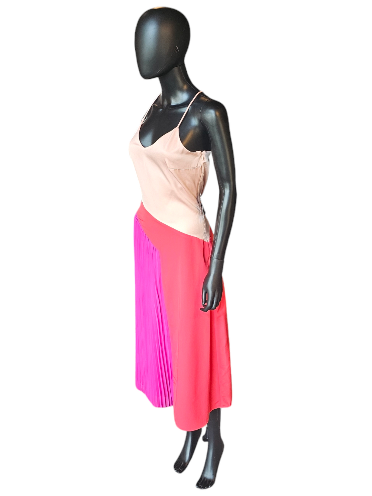 Pink Color Blocked Satin Dress - Cushnie - NWT