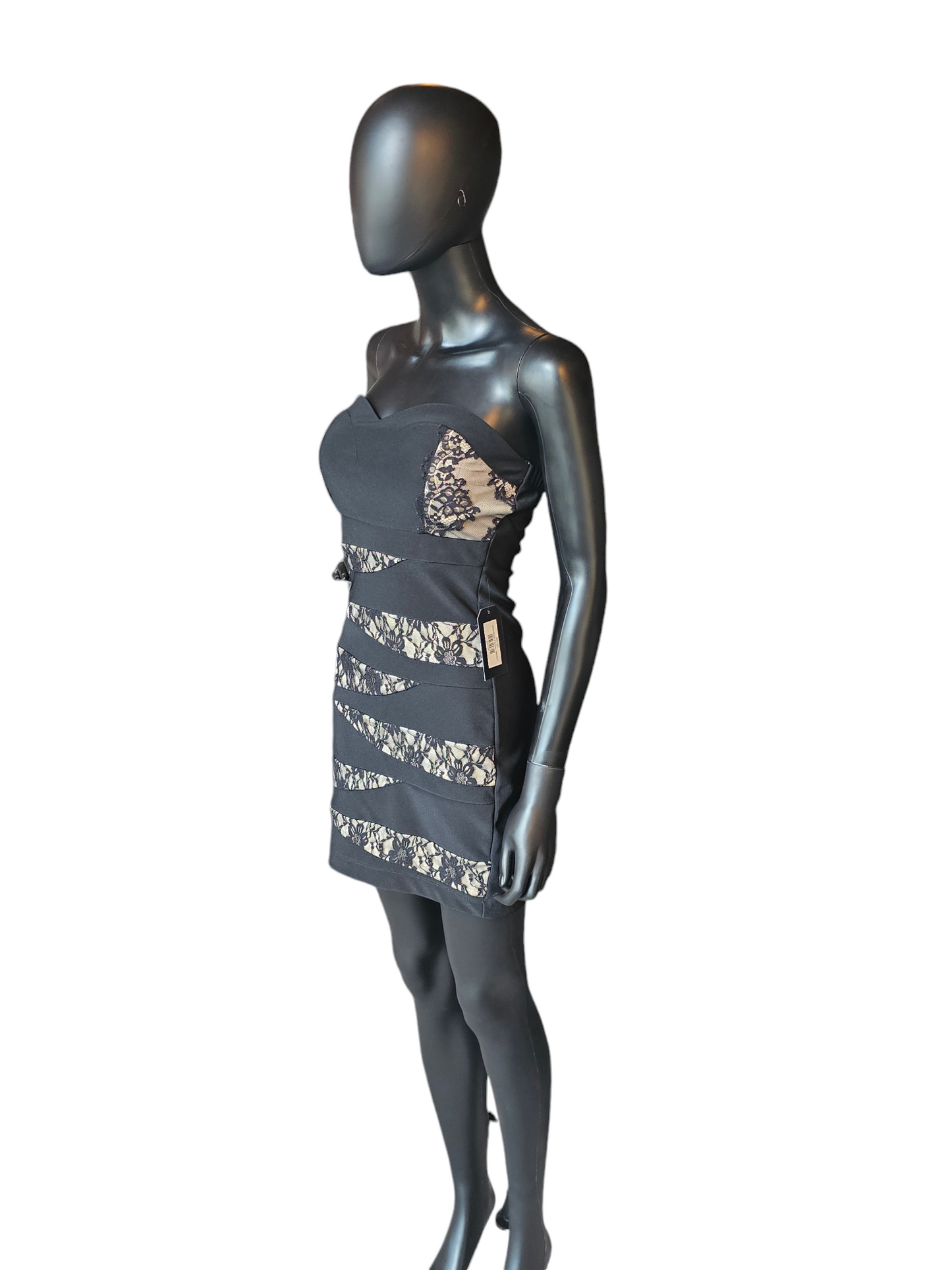 BlackLace/Nude Zig-Zag Bodycon Dress - Emerald Sundae