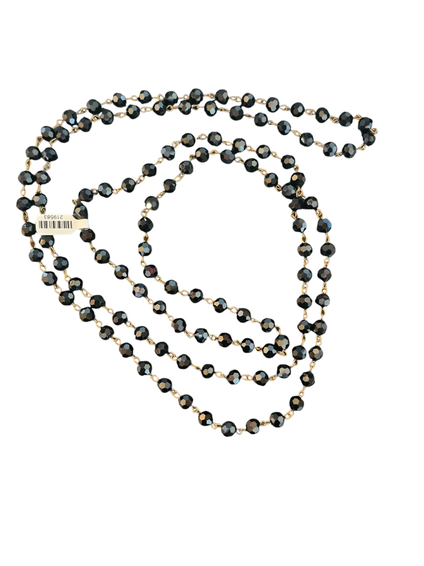 Long Black Crystal Bead Rope