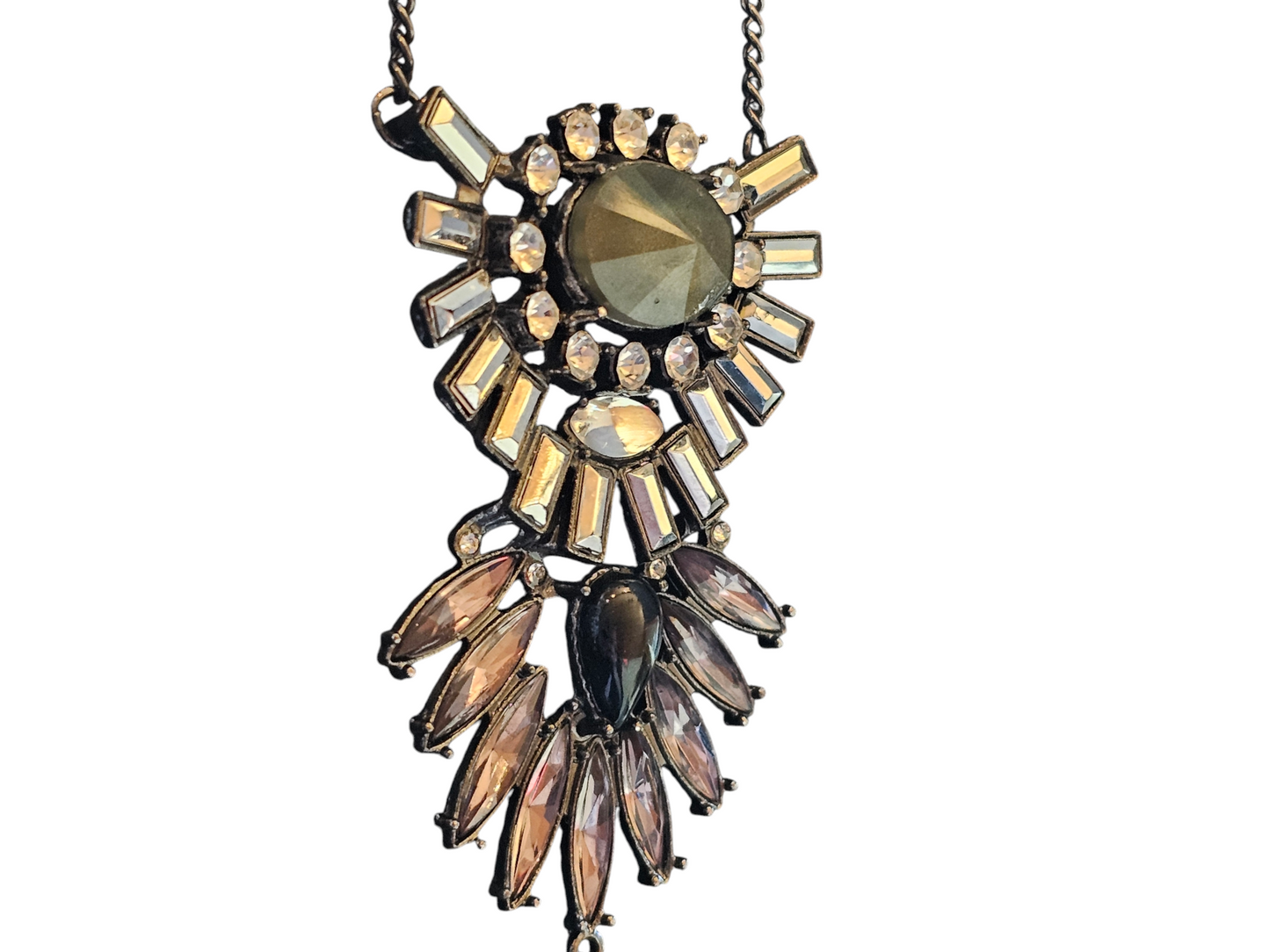 Black Crystal Abstract Tassel Long Necklace