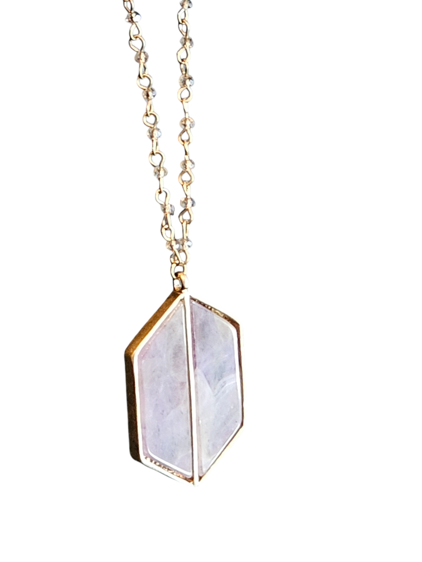 Gold/Pink Resin Long Pendant Necklace