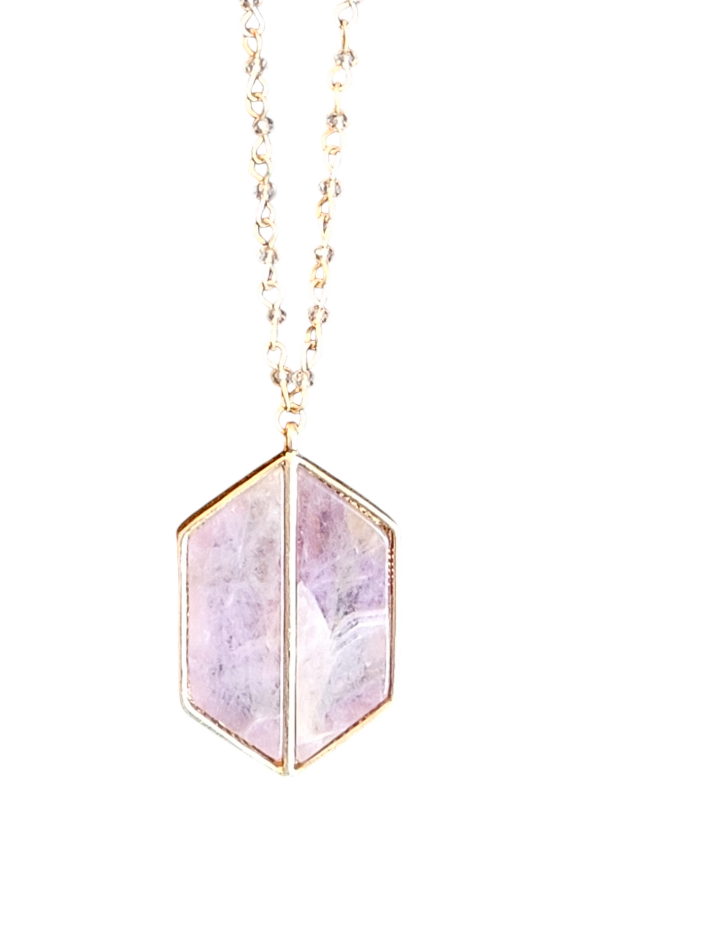 Gold/Pink Resin Long Pendant Necklace