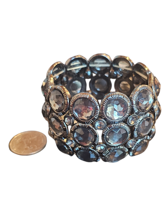 Black Crystal Stretch Bracelet Cuff