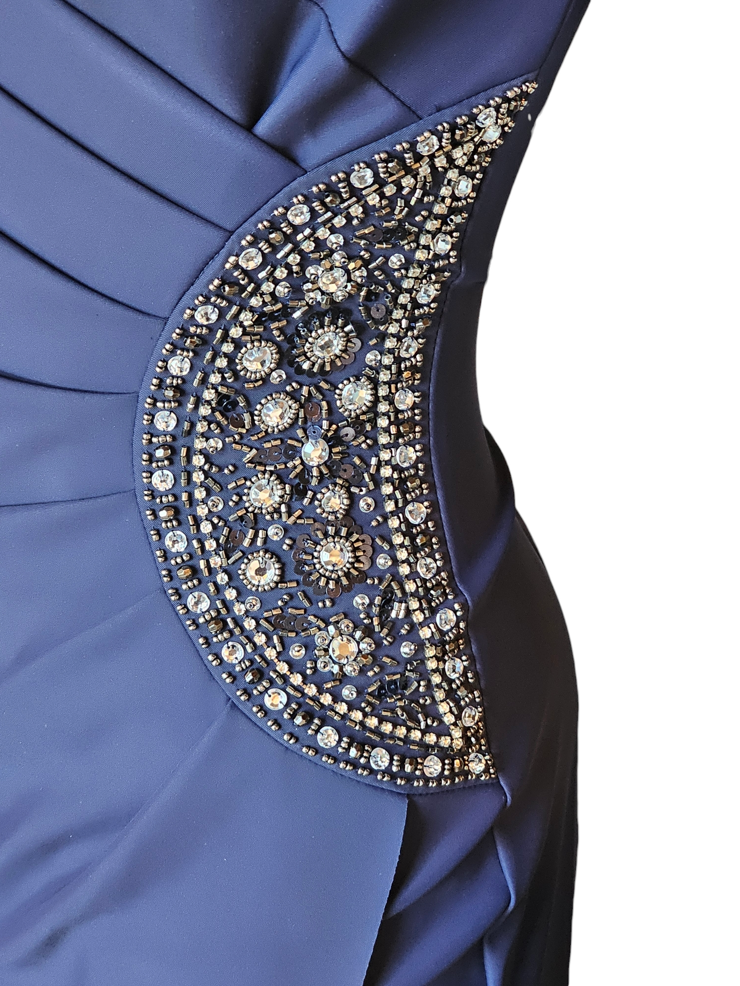 Navy Side Embellish Cap Sleeve Cocktail Dress - Alex Evenings