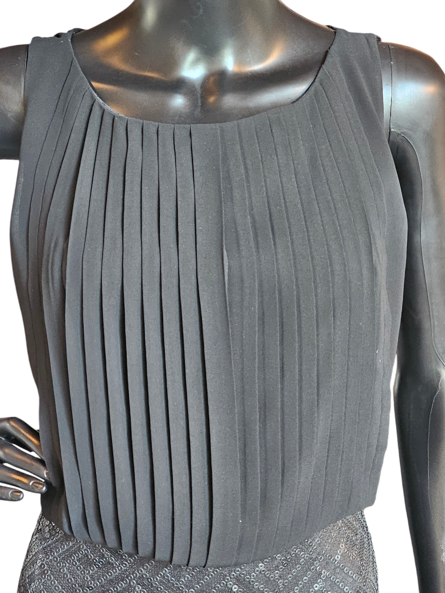 Vince Camuto - Black Blouson Dress With Sequin Skirt