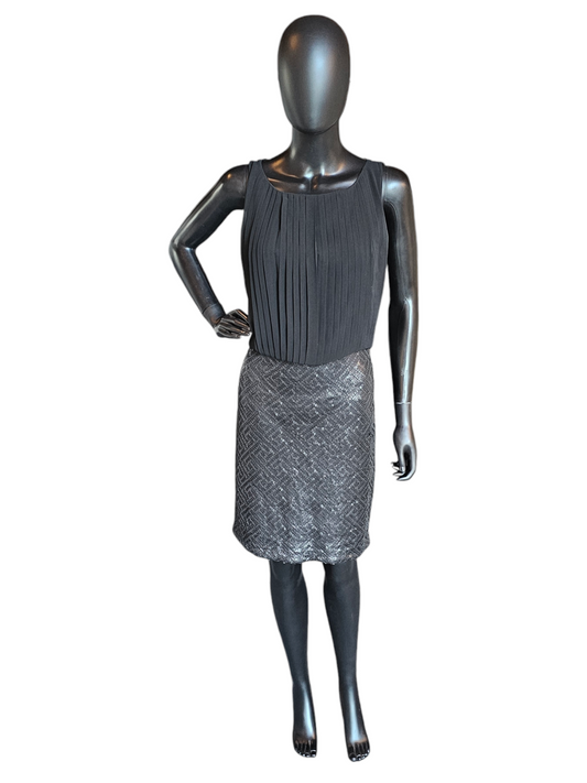 Vince Camuto - Black Blouson Dress With Sequin Skirt