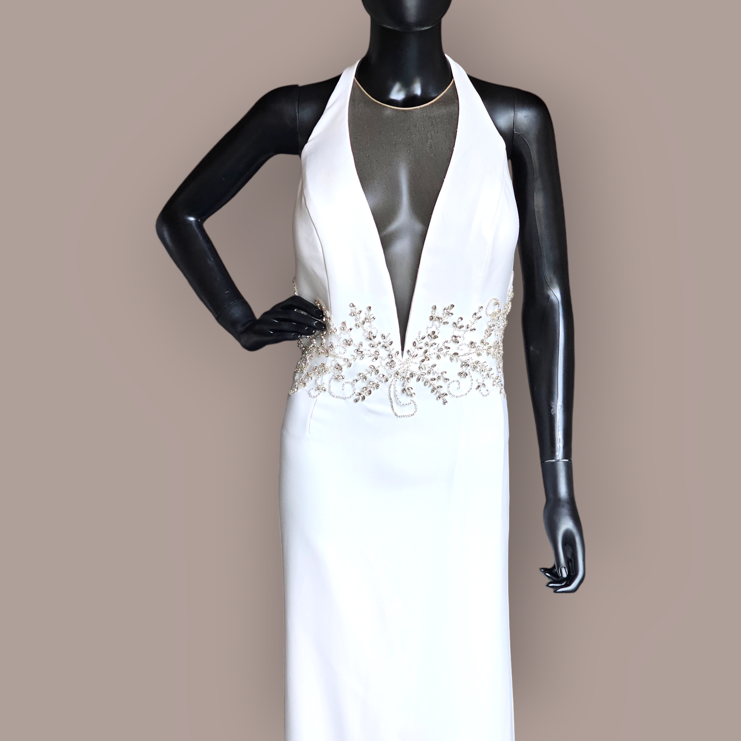 Ivory Stretch Crepe Halter - Davids Bridal