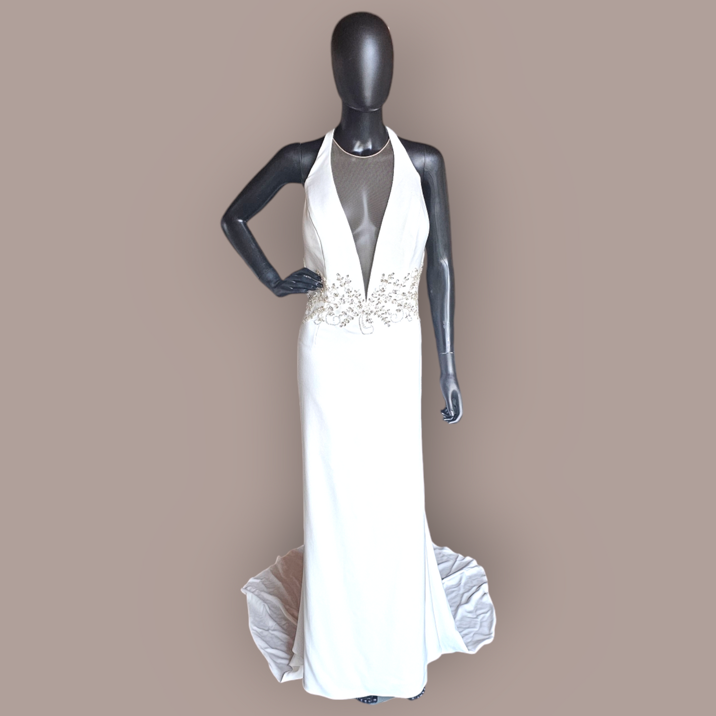 Ivory Stretch Crepe Halter - Davids Bridal