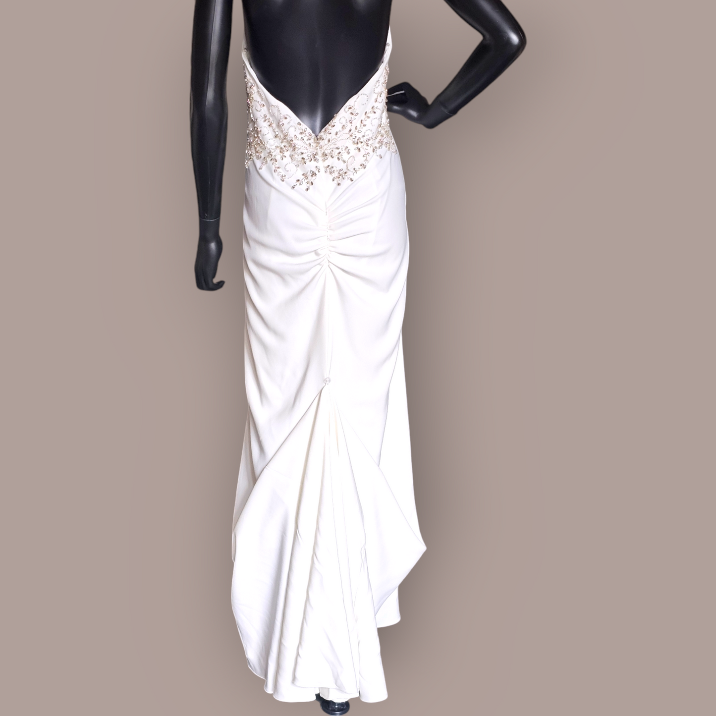 Ivory Stretch Crepe Halter - Davids Bridal