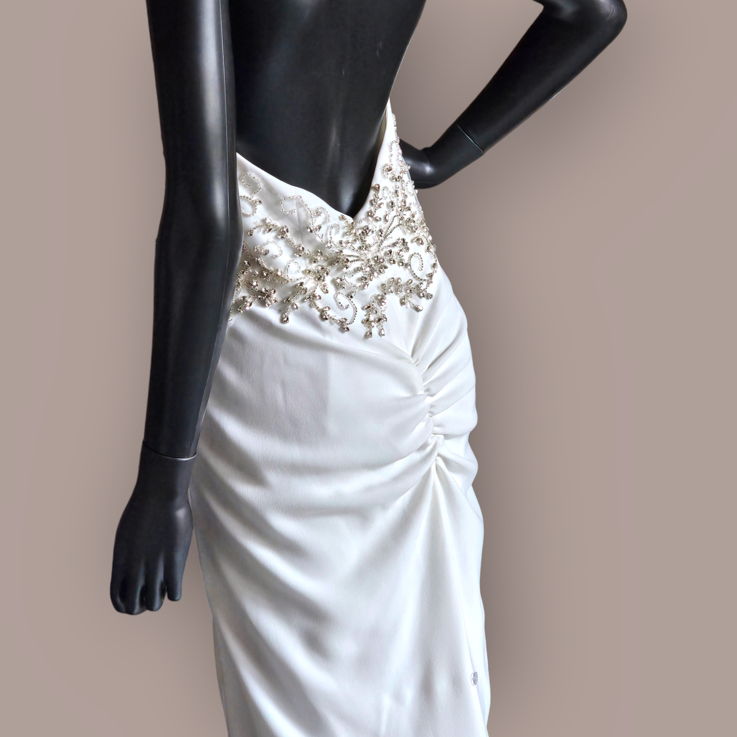 Ivory Stretch Crepe Halter - Davids Bridal