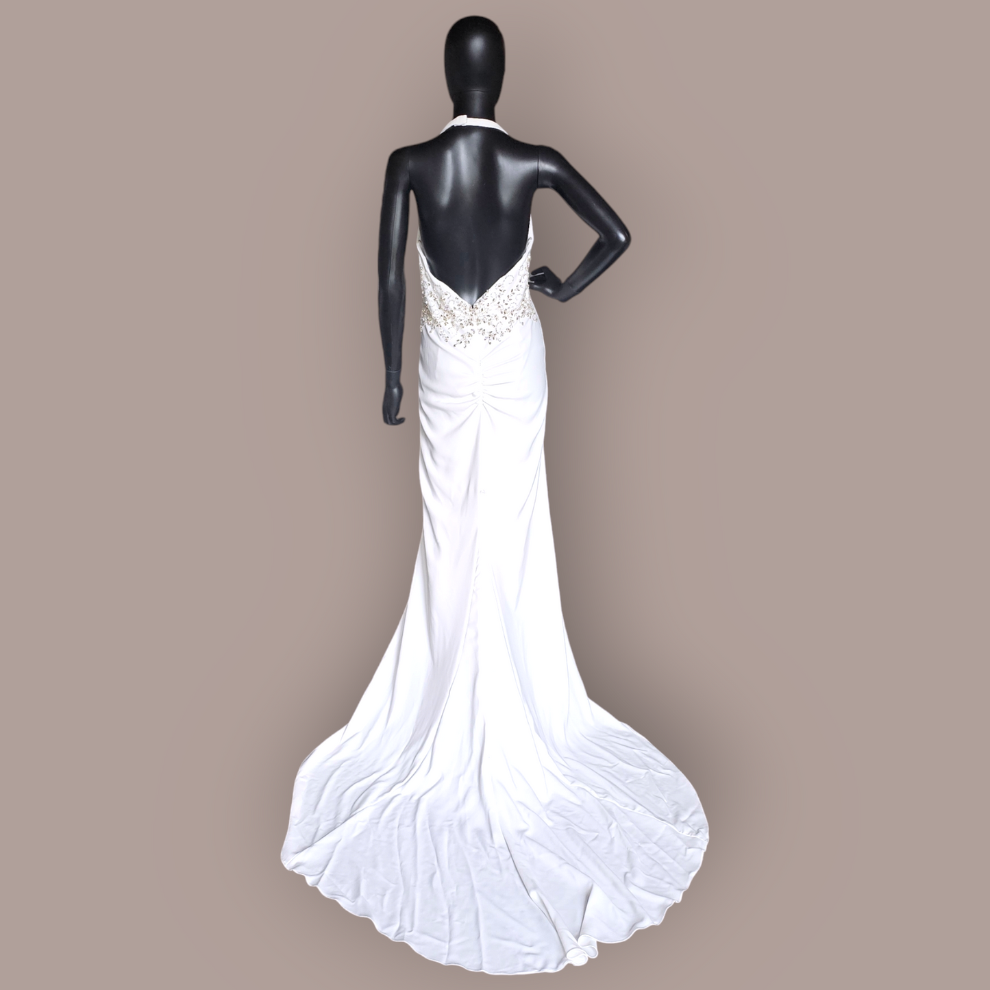 Ivory Stretch Crepe Halter - Davids Bridal