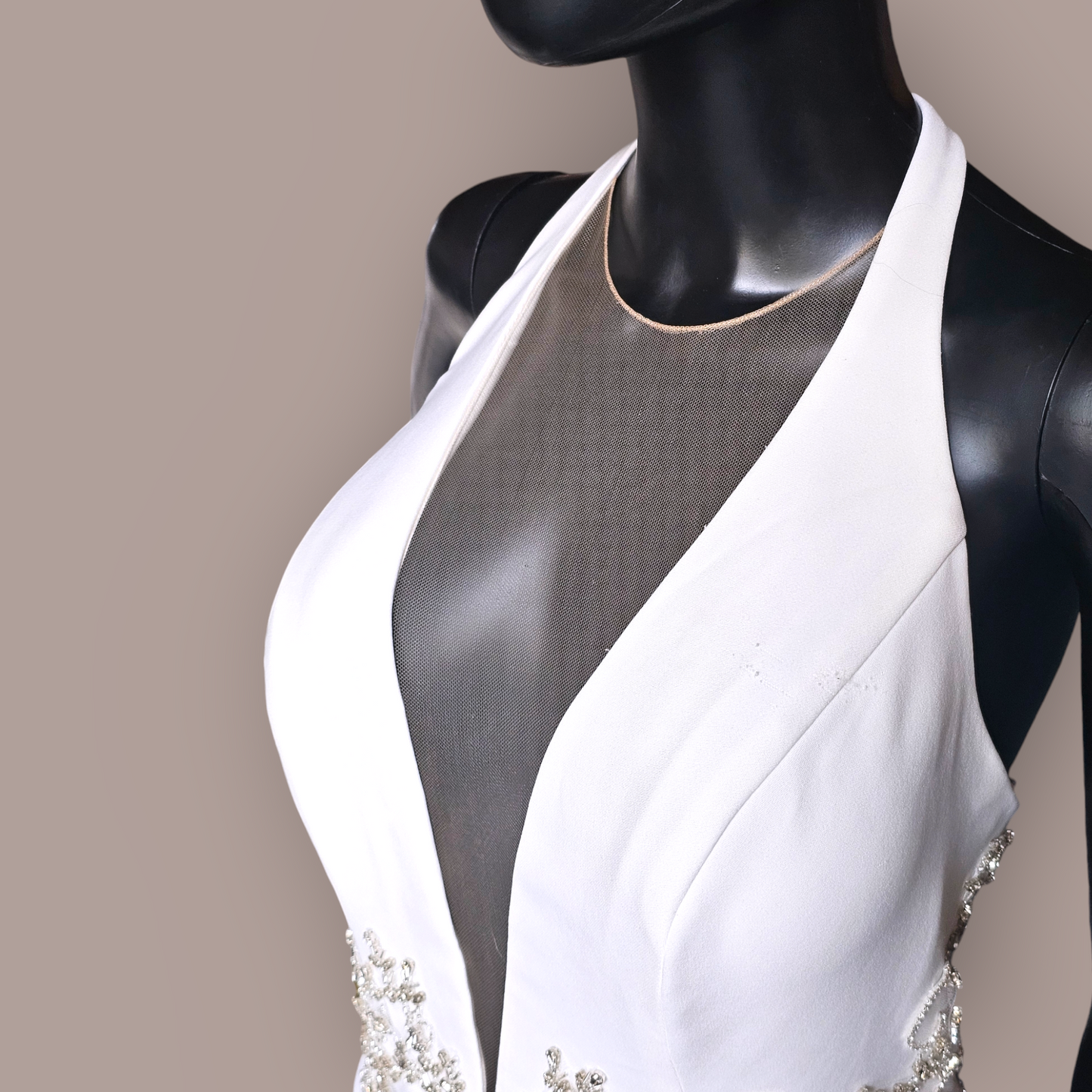 Ivory Stretch Crepe Halter - Davids Bridal