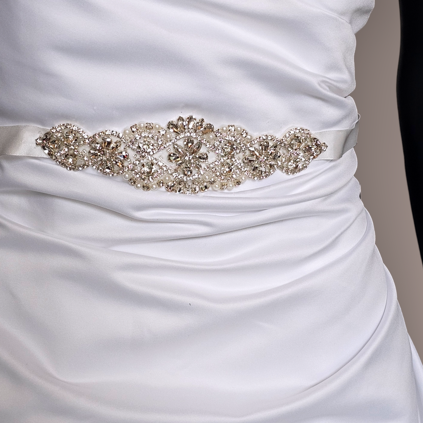 White Satin Strapless Minimal - Davids Bridal