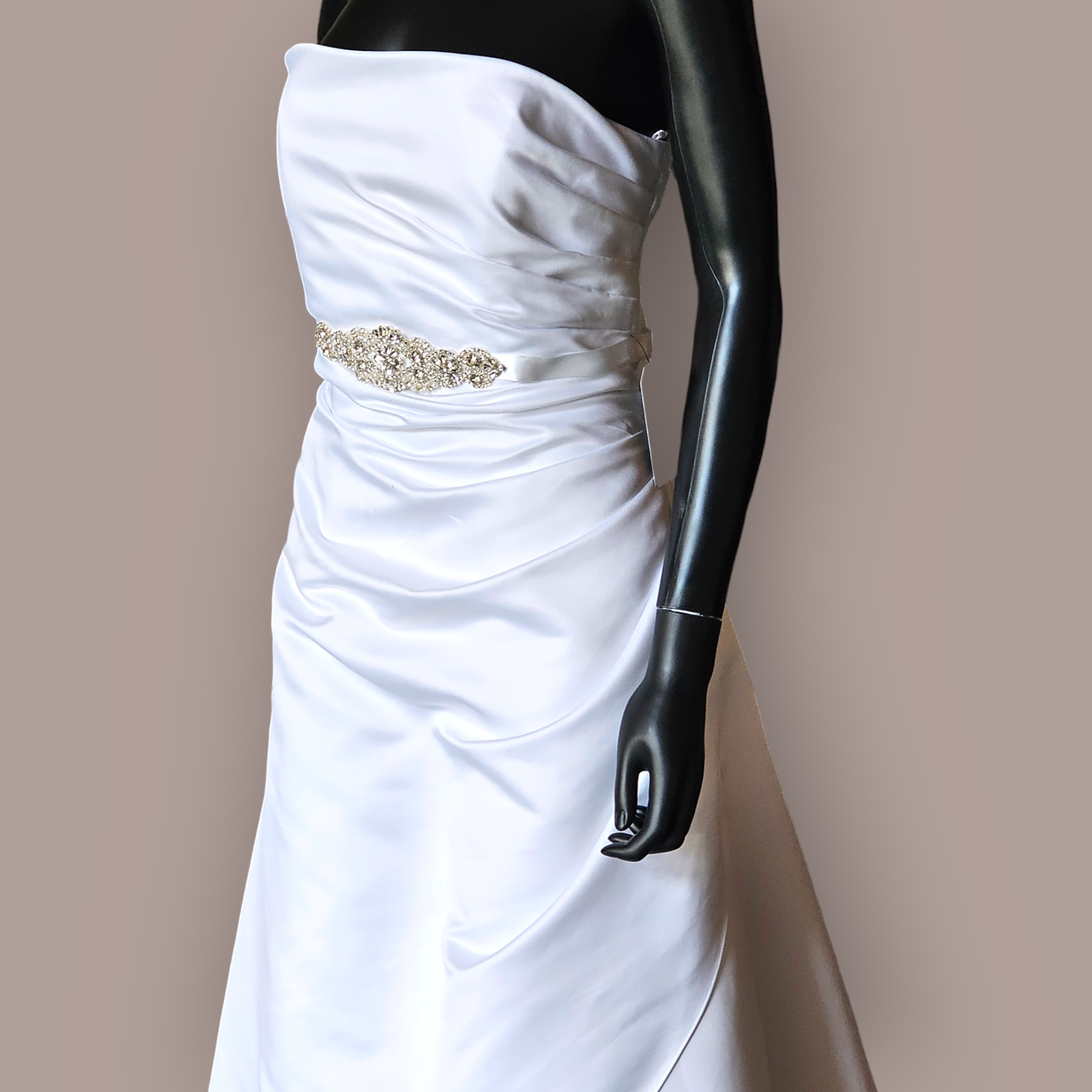 White Satin Strapless Minimal - Davids Bridal