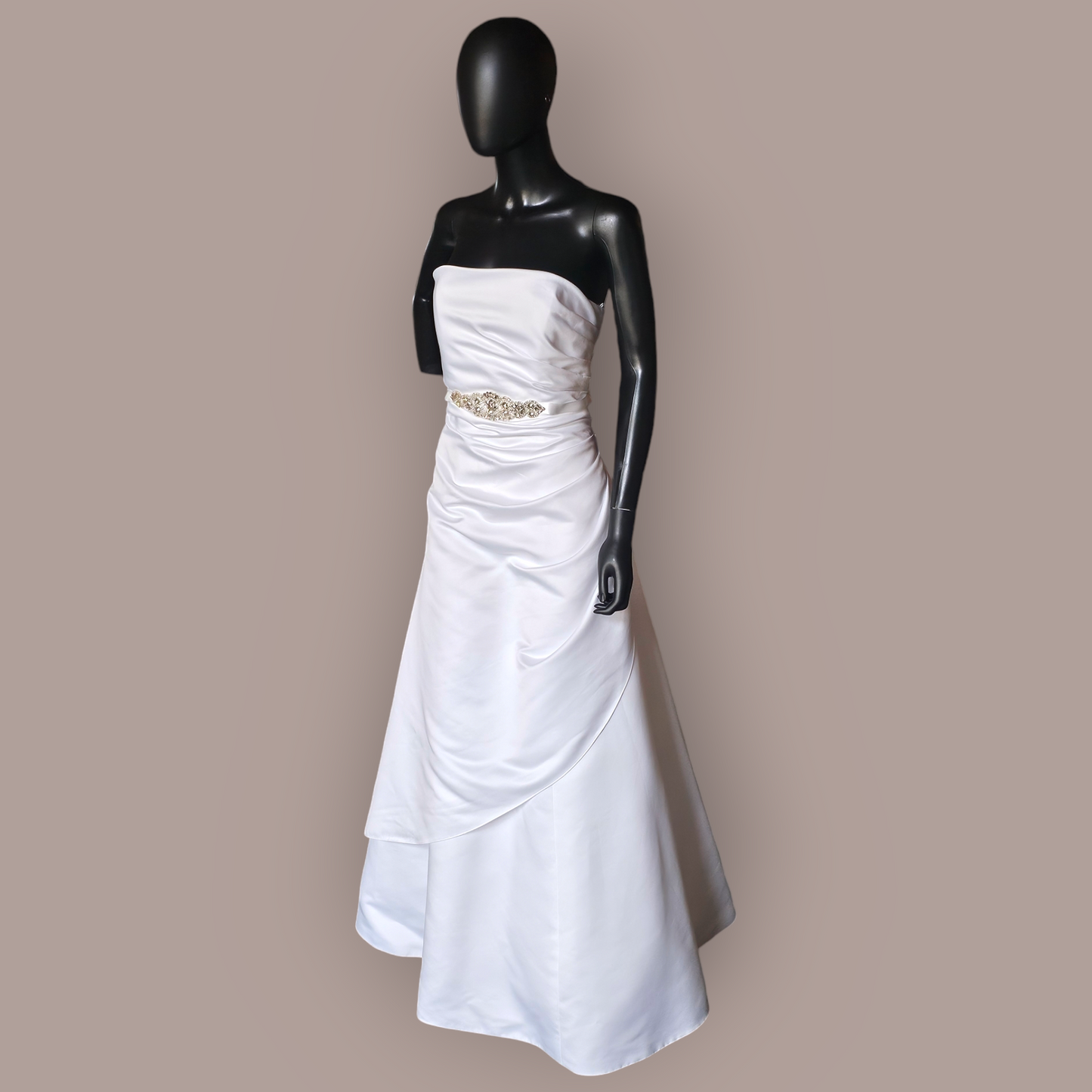 White Satin Strapless Minimal - Davids Bridal