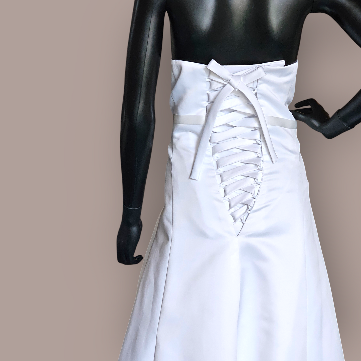 White Satin Strapless Minimal - Davids Bridal