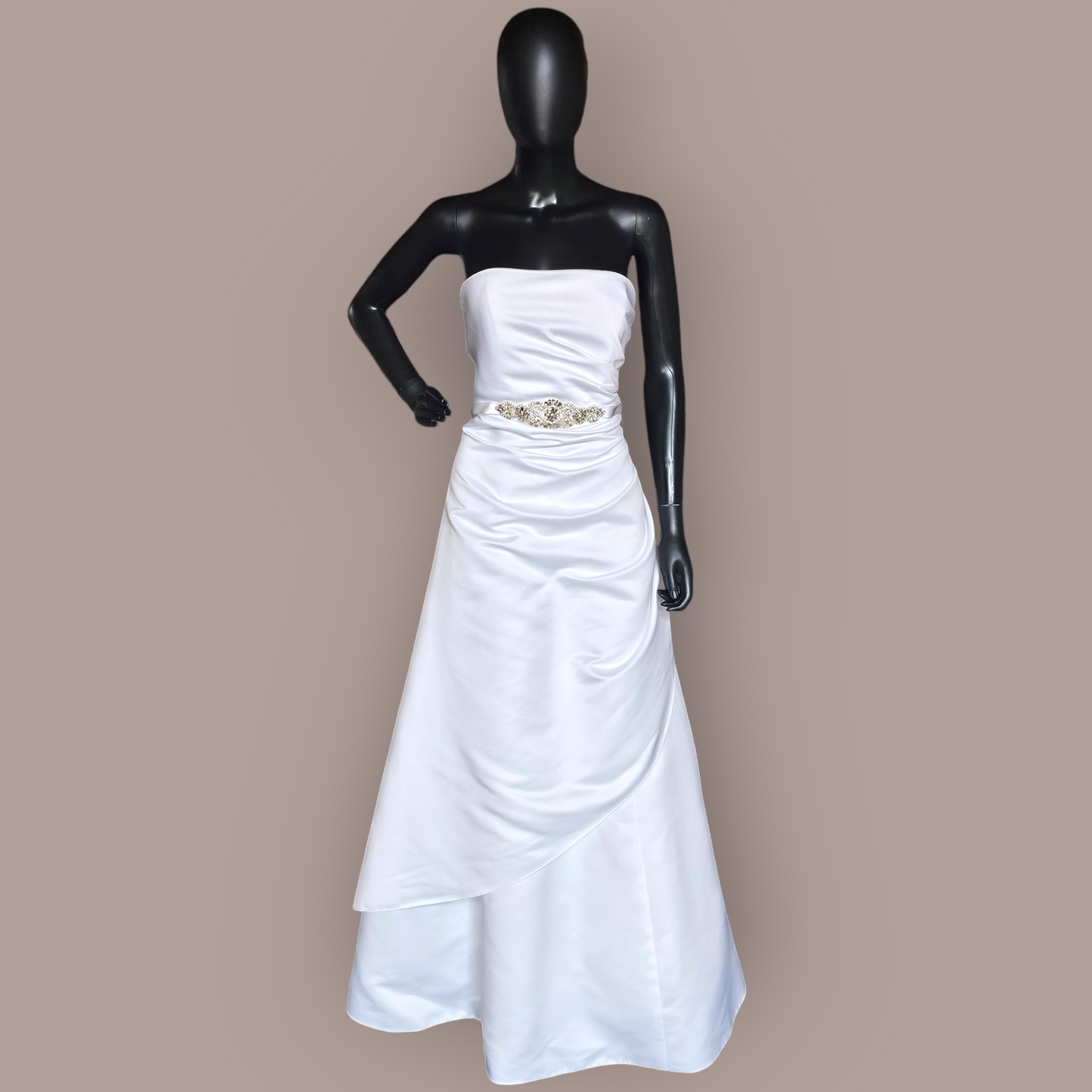 White Satin Strapless Minimal - Davids Bridal