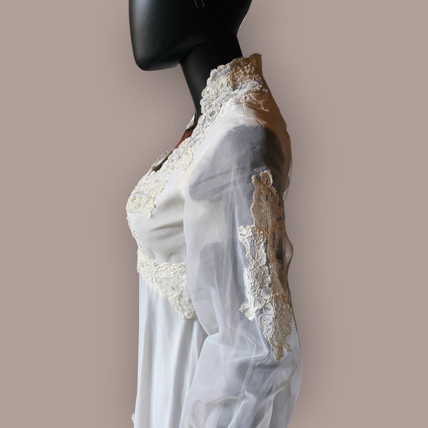 Vintage 70's Wedding Gown - Queen Anne Ruffle Detail