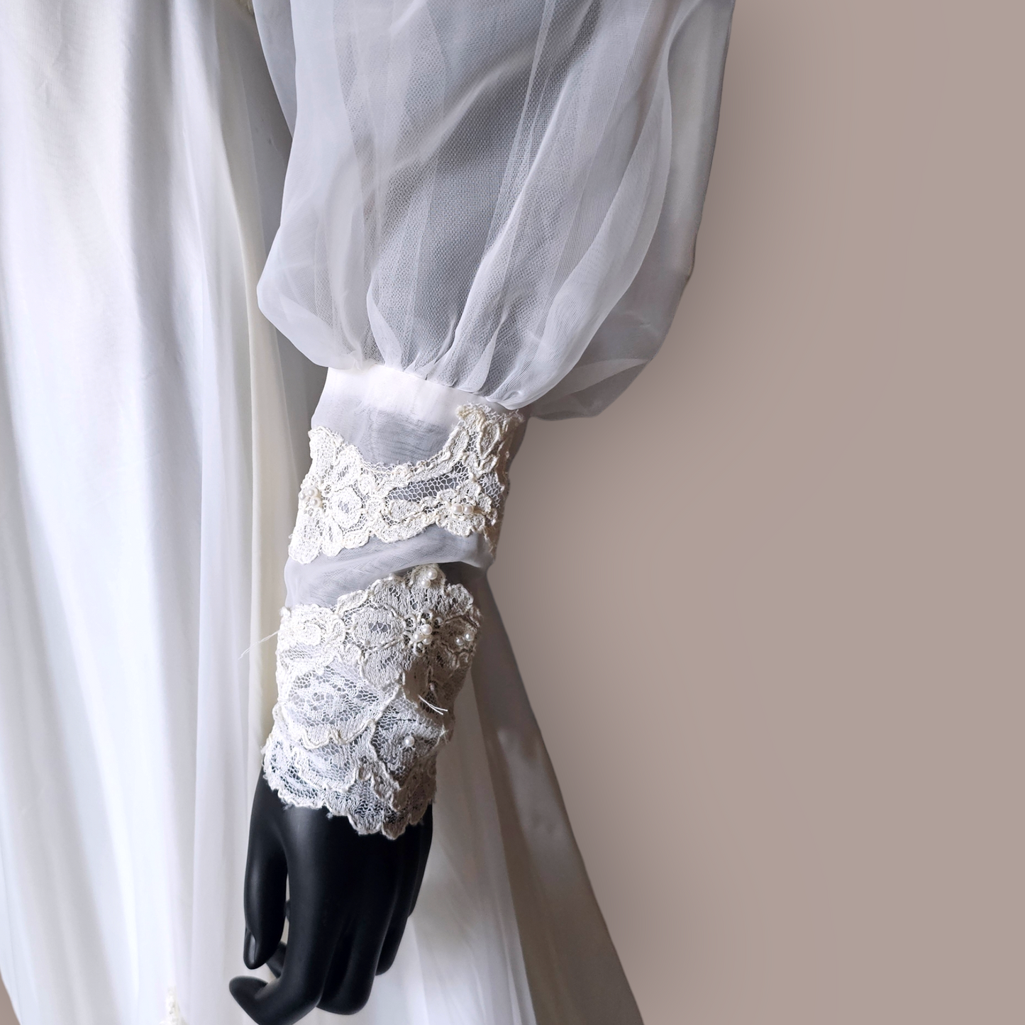Vintage 70's Wedding Gown - Queen Anne Ruffle Detail