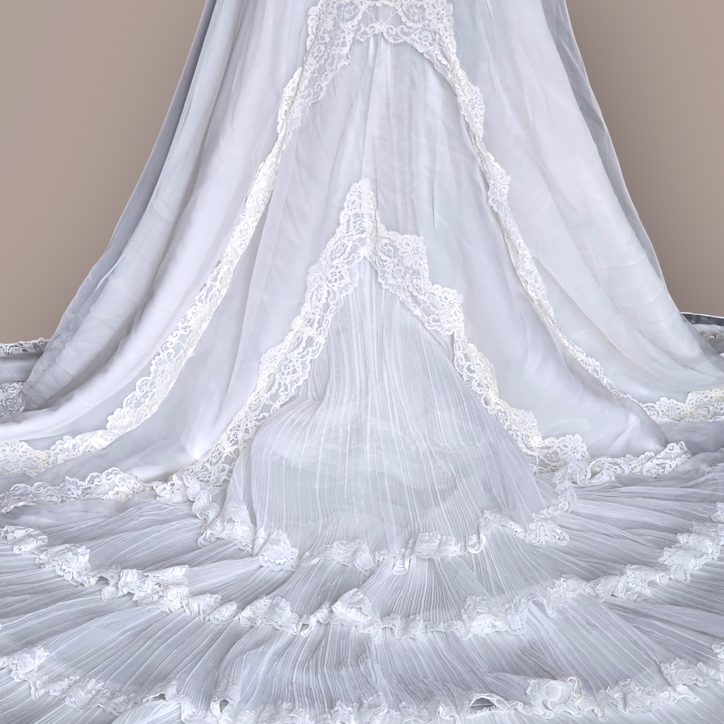 Vintage 70's Wedding Gown - Queen Anne Ruffle Detail