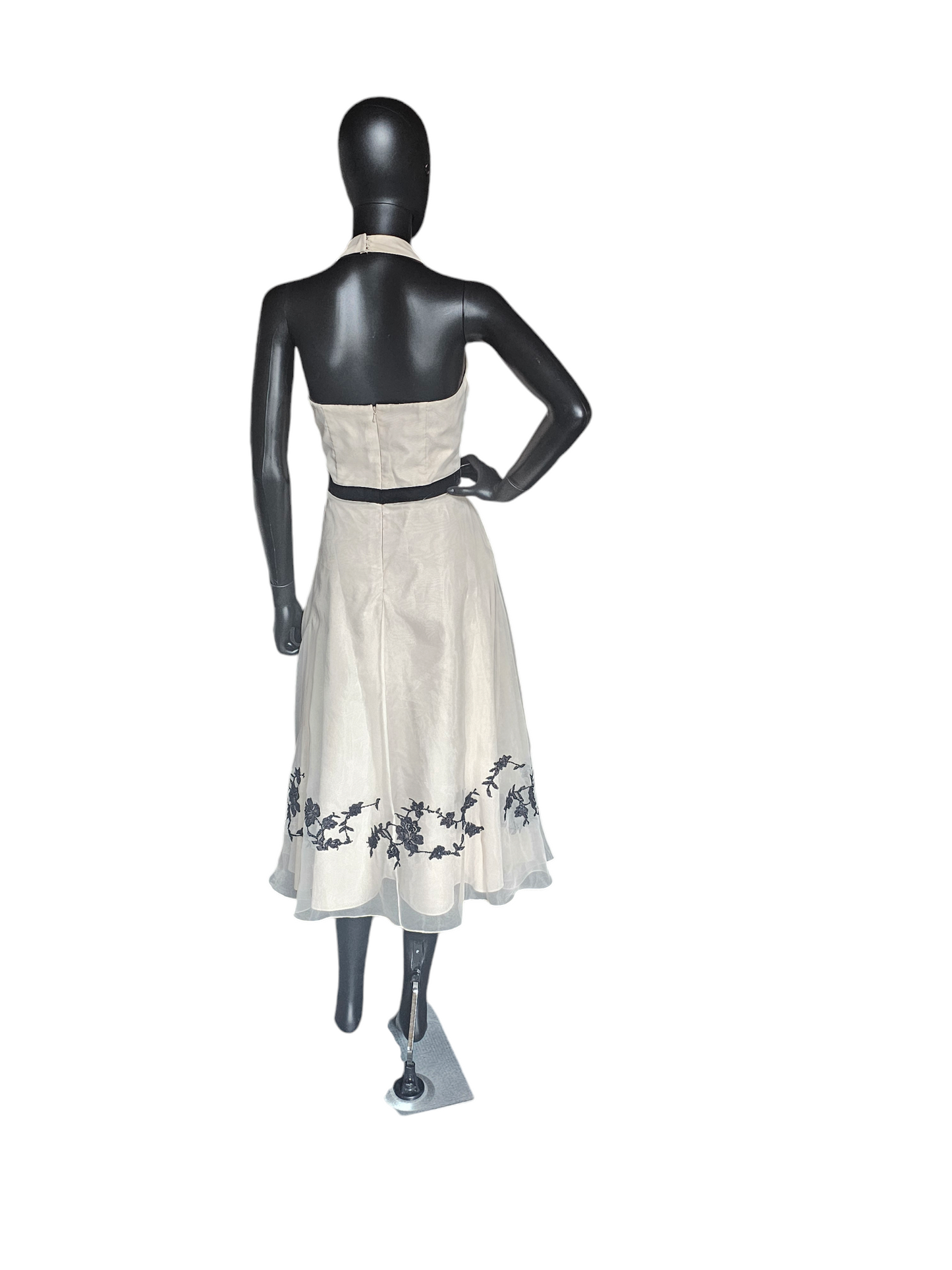 Ivory/Black Embroidered Halter - Davids Bridal