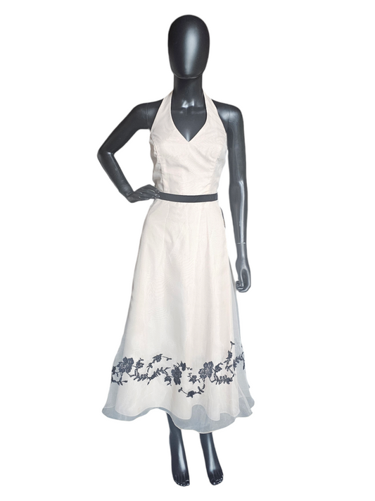 Ivory/Black Embroidered Halter - Davids Bridal