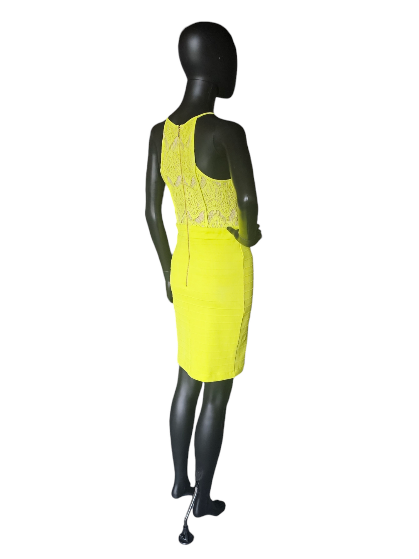 Acid Yellow Short Bodycon Halter Dress - XOXO NWT