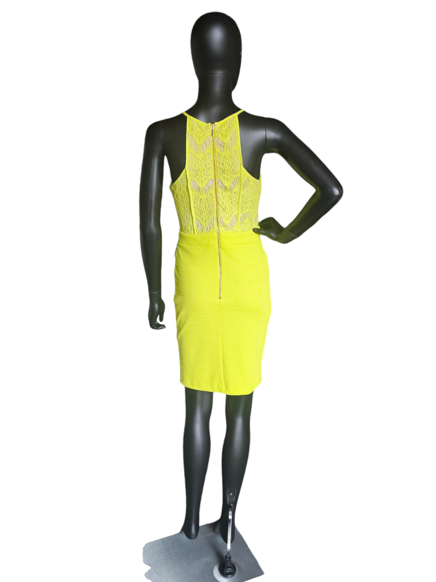Acid Yellow Short Bodycon Halter Dress - XOXO NWT