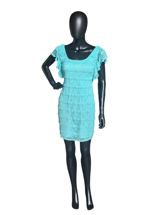 Turquois Lace Flutter Sleeve Dress - Guess Los Angeles