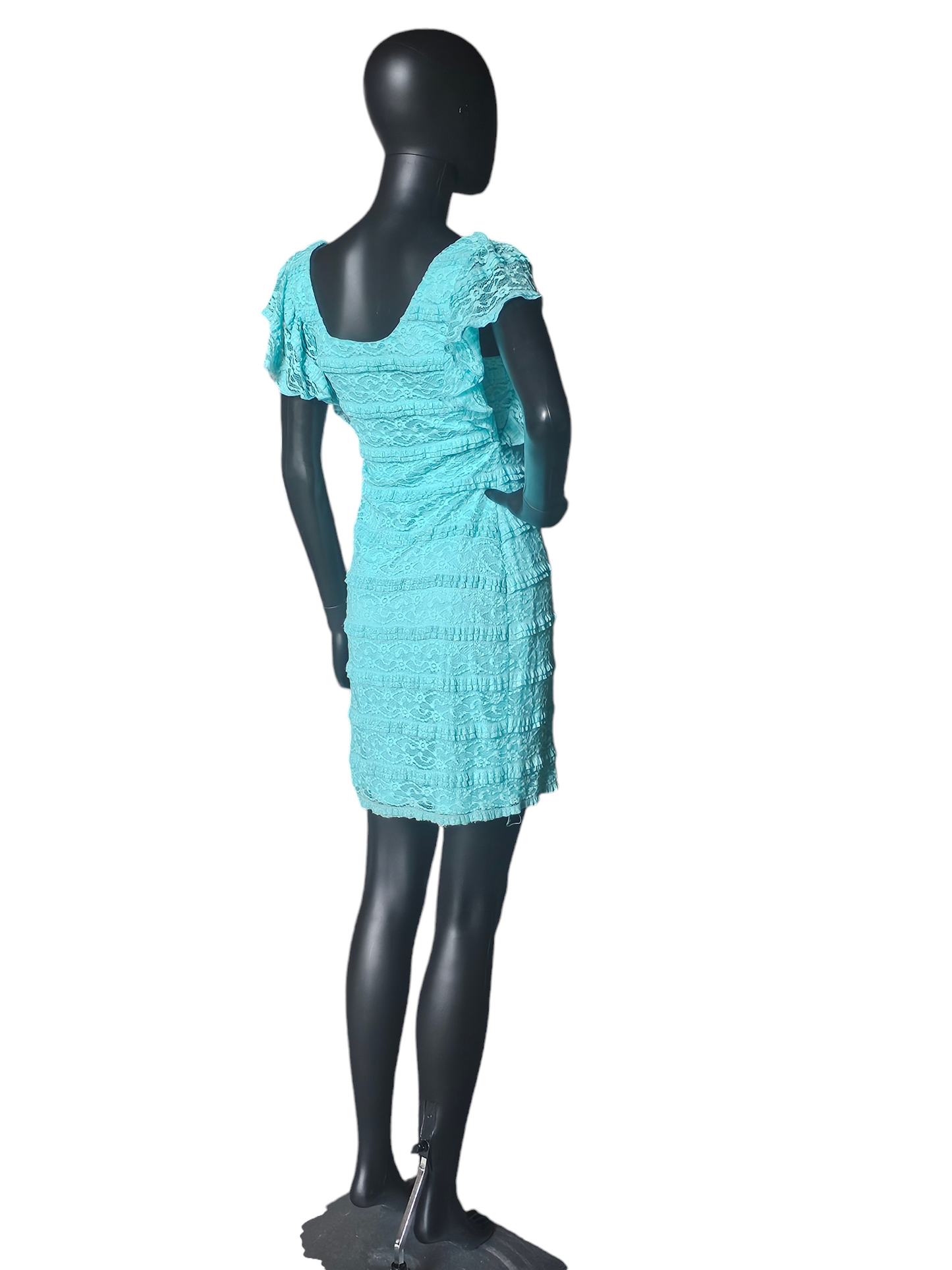 Turquois Lace Flutter Sleeve Dress - Guess Los Angeles