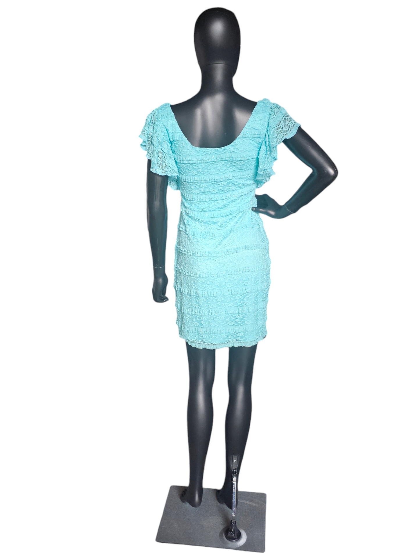 Turquois Lace Flutter Sleeve Dress - Guess Los Angeles