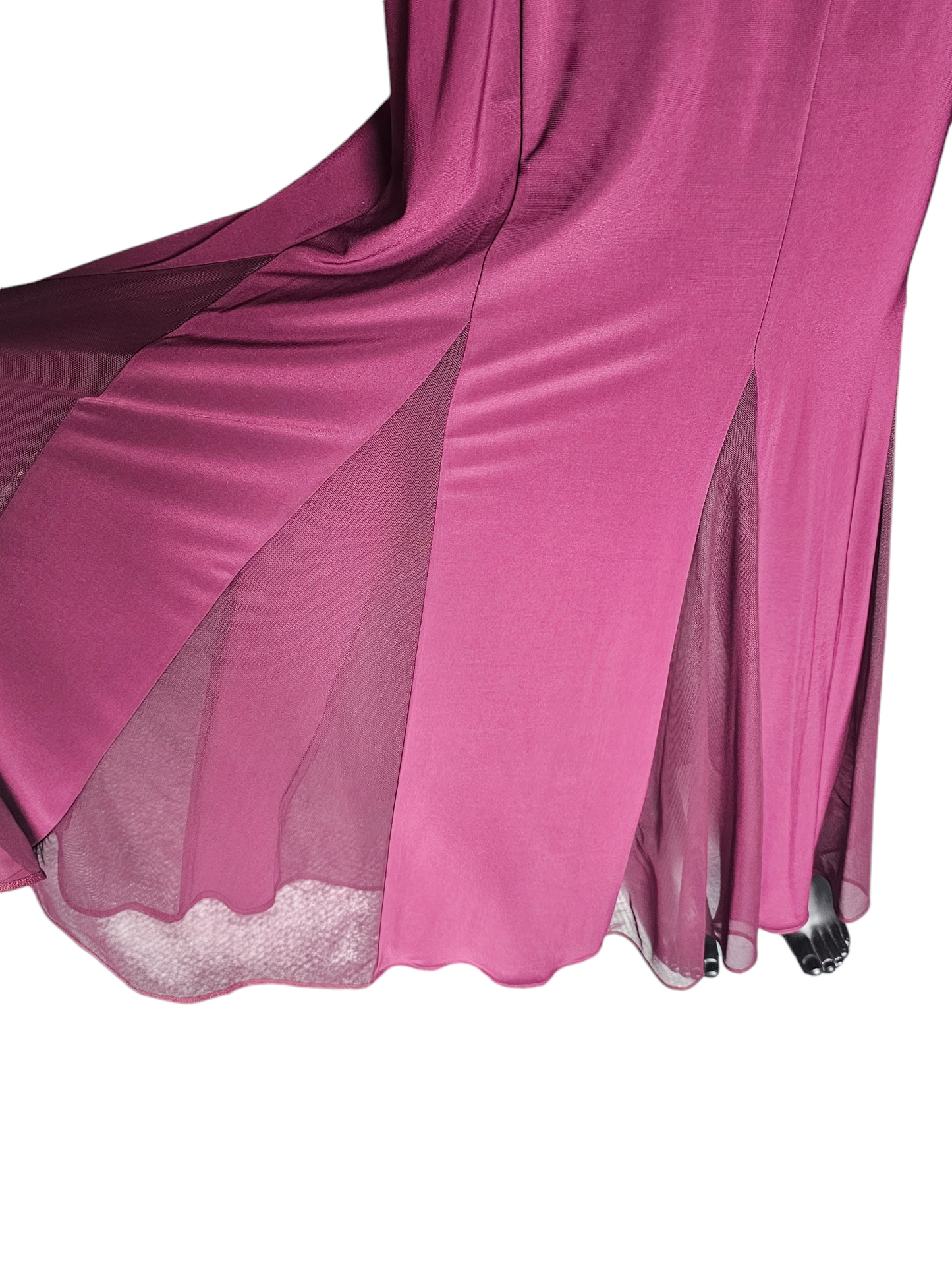 Burgundy Illusion Halter Full Length Formal Gown - Nightway