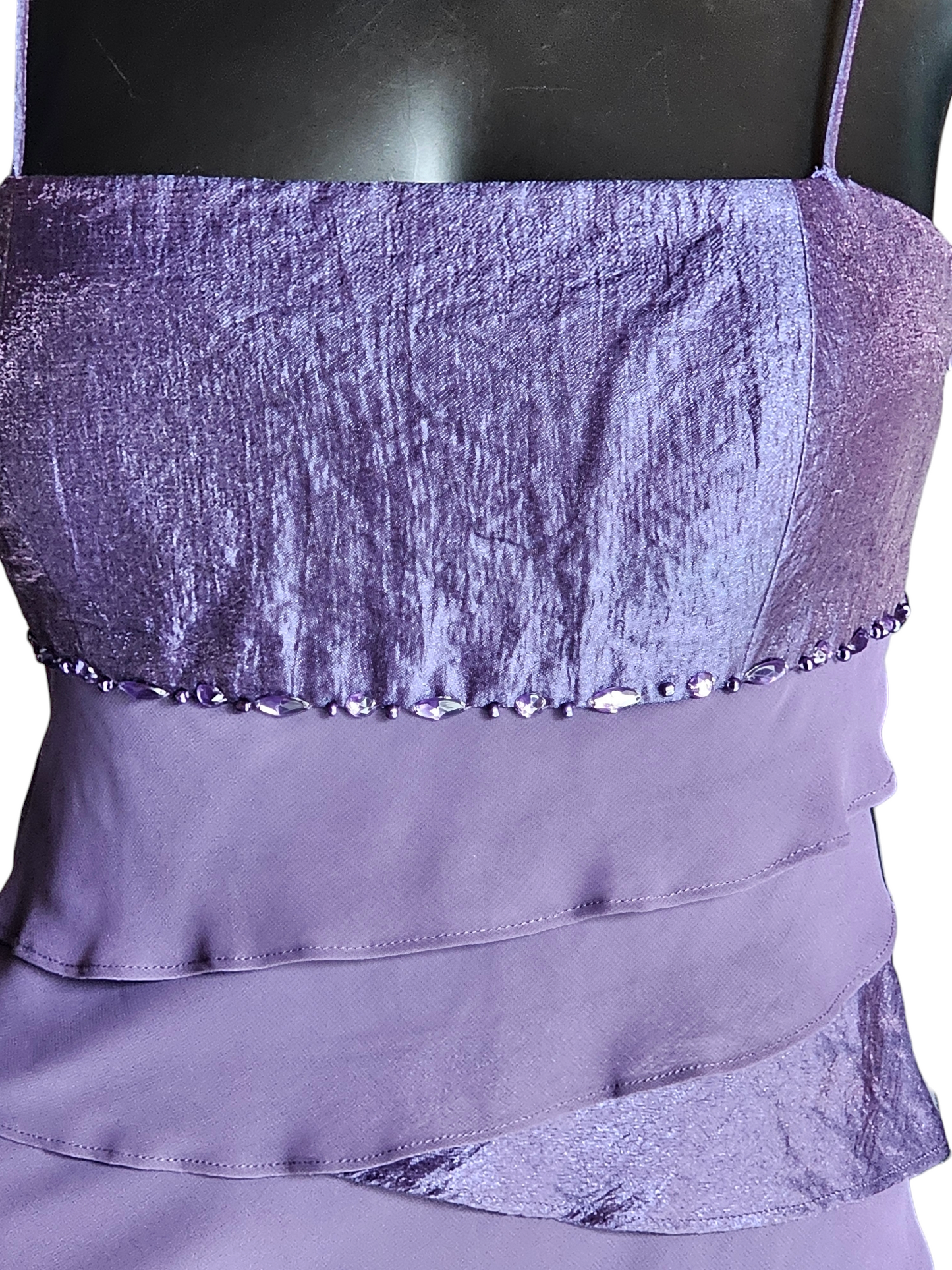 Purple Metallic Tiered Spaghetti Strap - SL Fashions