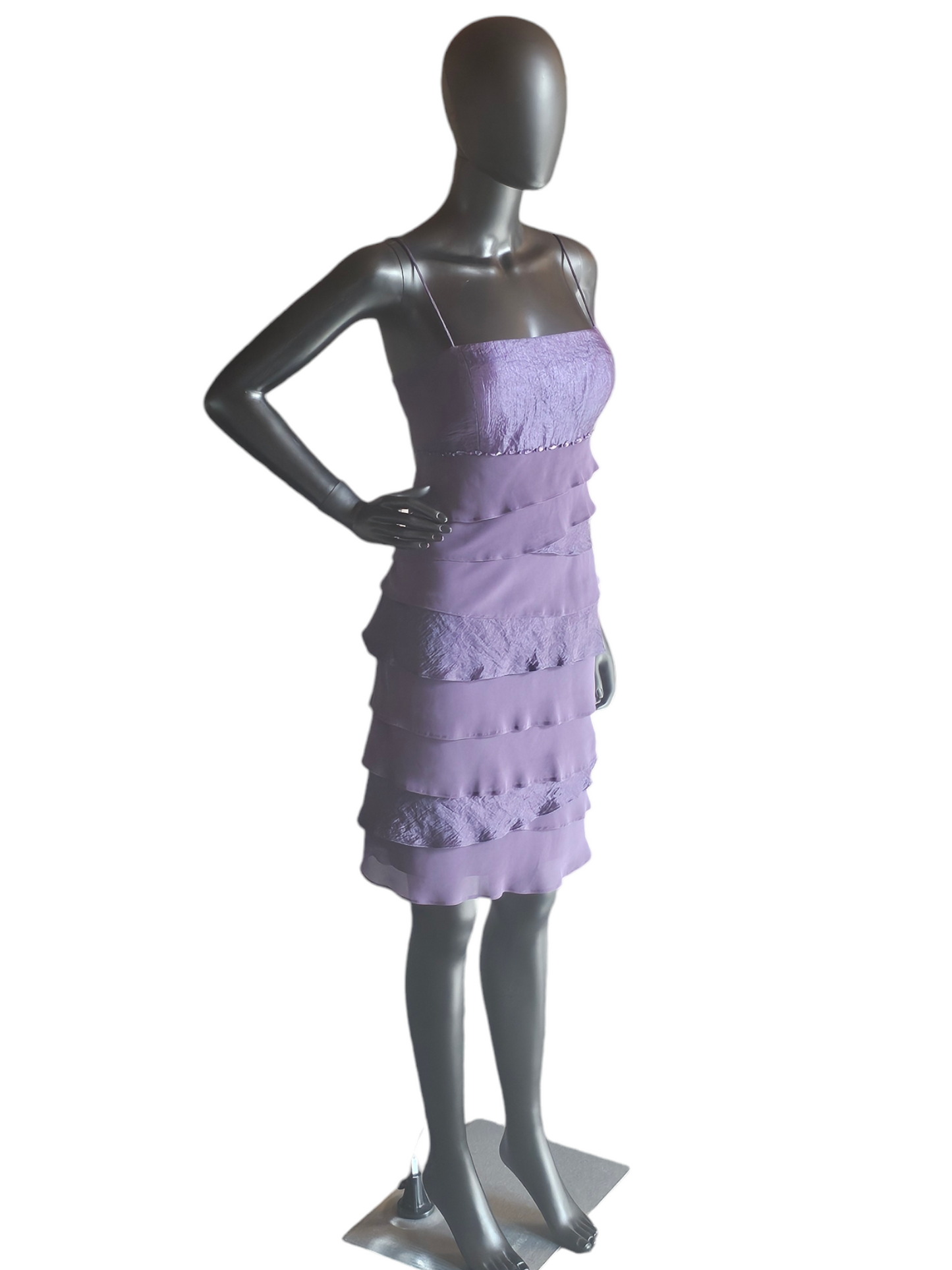 Purple Metallic Tiered Spaghetti Strap - SL Fashions