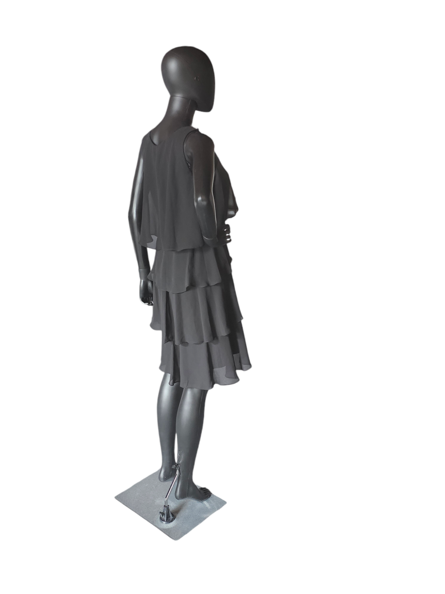 Tulip Tiered Black Chiffon Dress - SLNY