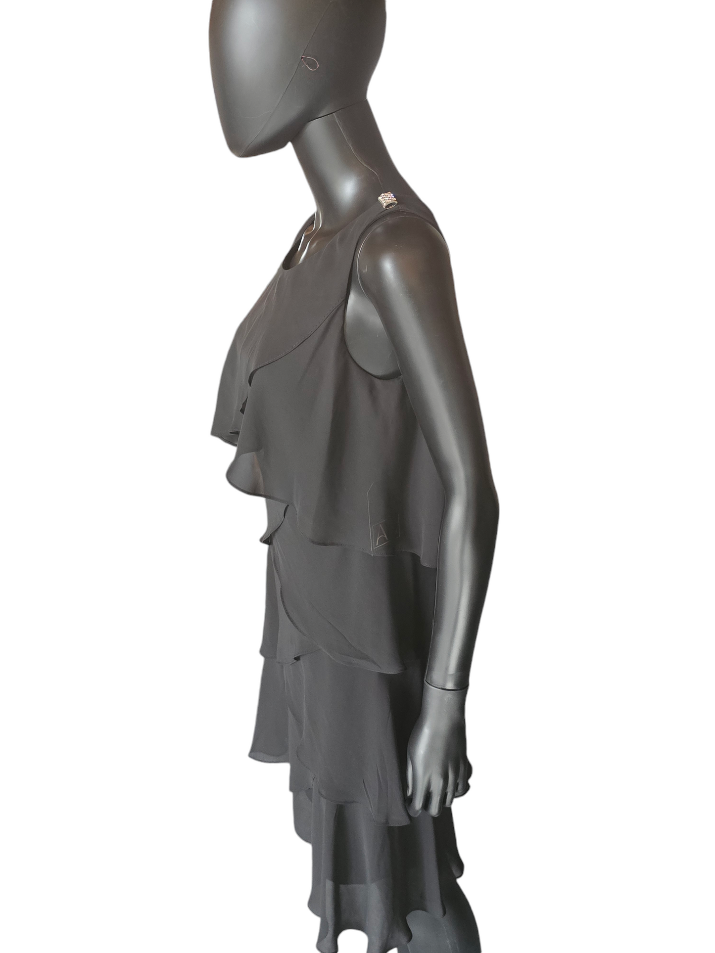 Tulip Tiered Black Chiffon Dress - SLNY