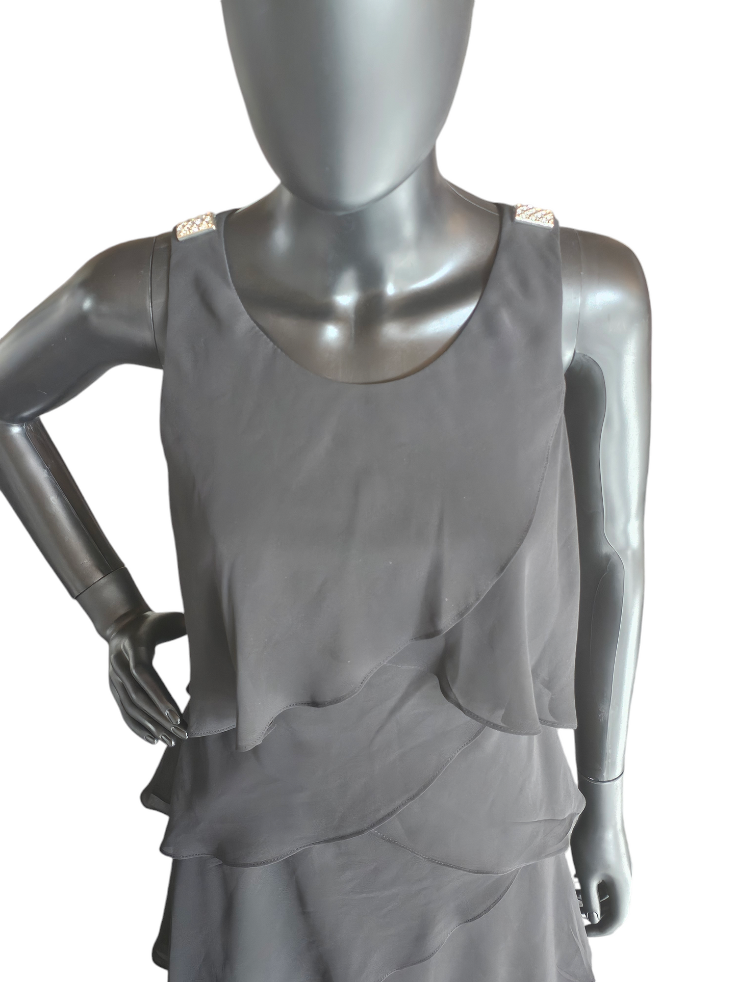 Tulip Tiered Black Chiffon Dress - SLNY